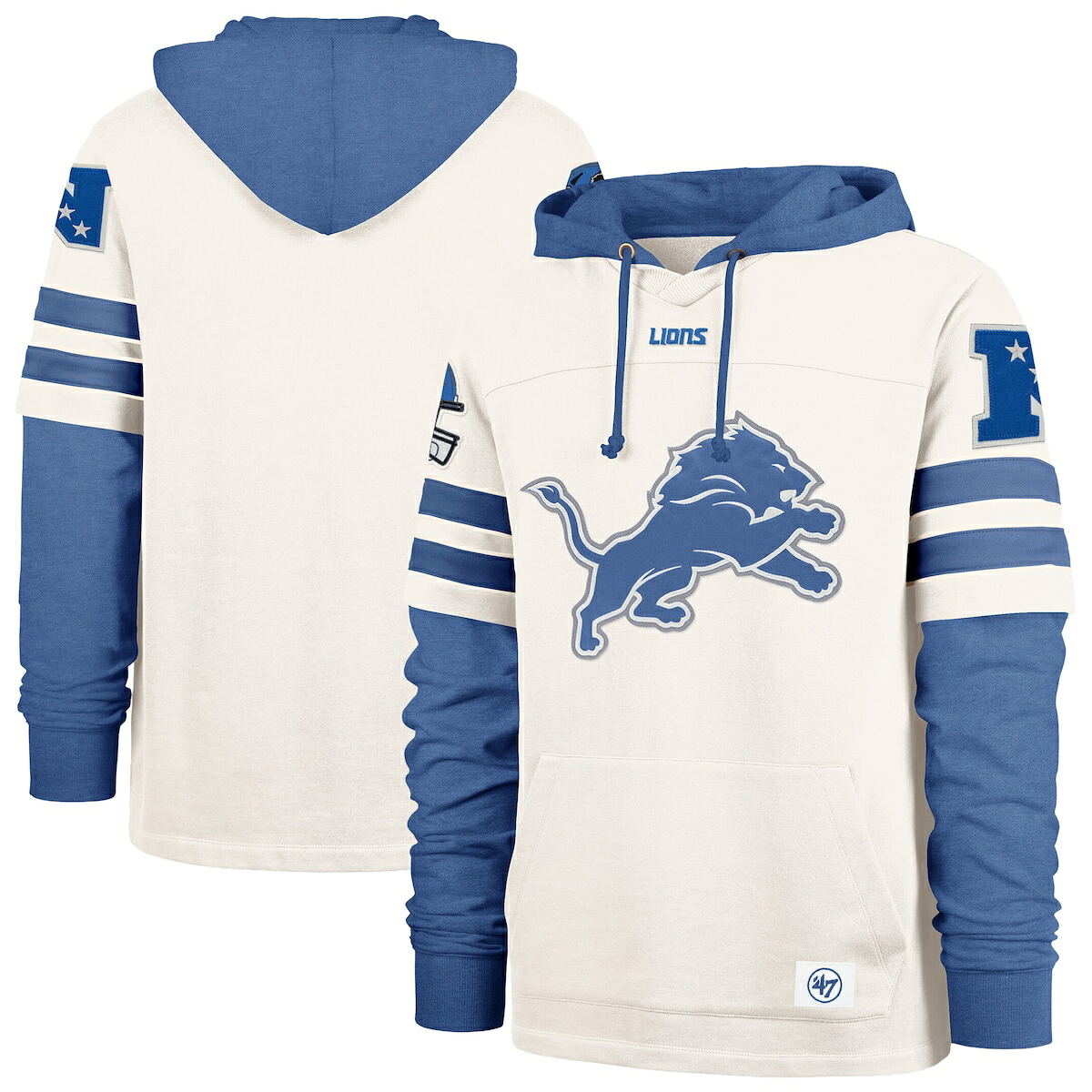 【公式グッズ】NFL ライオンズ パーカー '47/フォーティーセブン メンズ クリーム (SPLIT ZONE II CORNERBACK DU LACER M)|Fanatics公式ストア 店