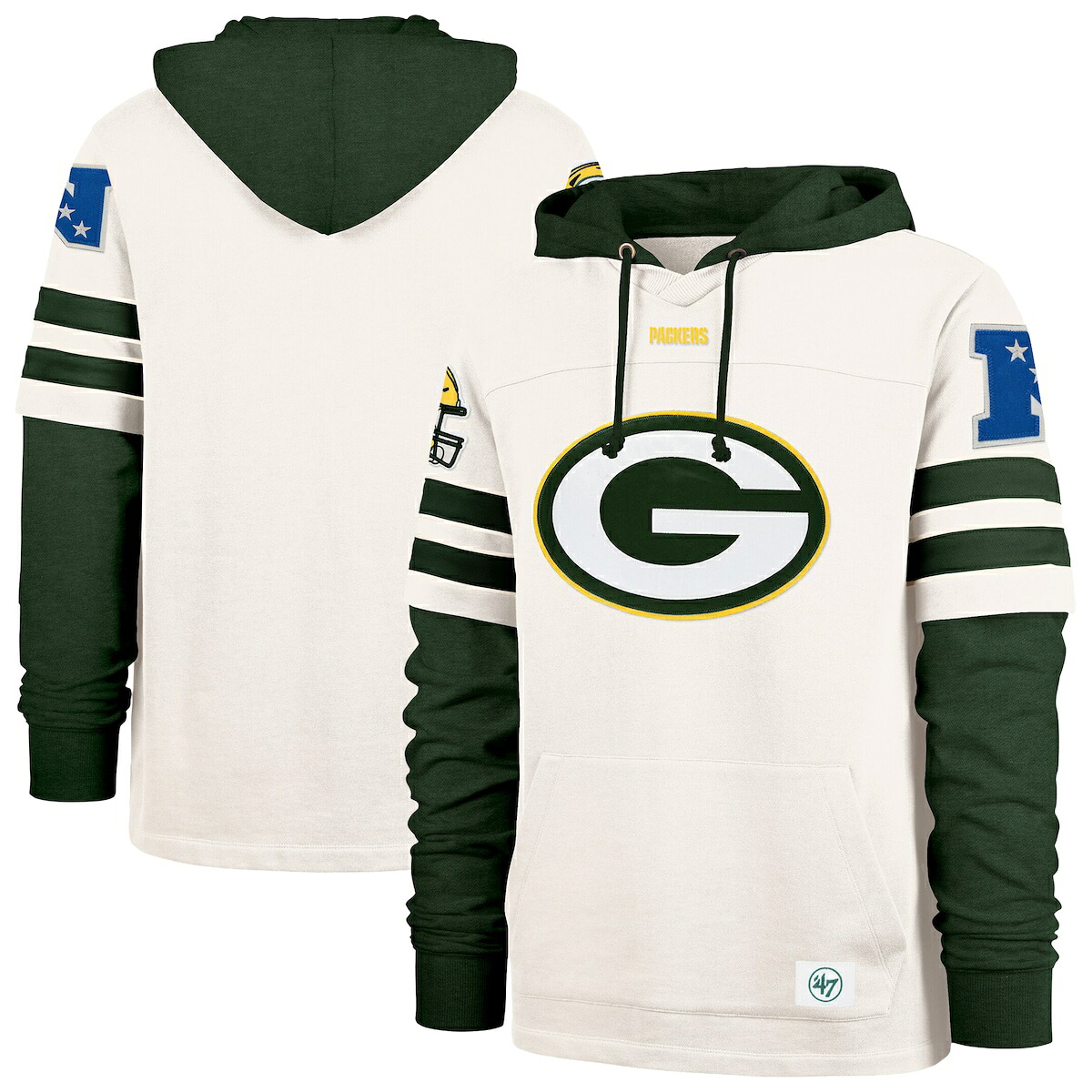 【公式グッズ】NFL パッカーズ パーカー '47/フォーティーセブン メンズ クリーム (SPLIT ZONE II CORNERBACK DU LACER M)|Fanatics公式ストア 店