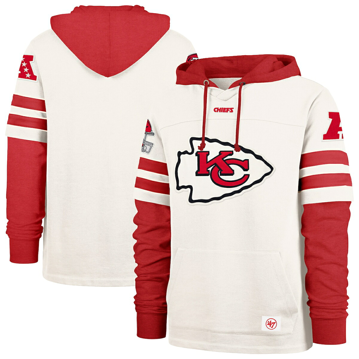 【公式グッズ】NFL チーフス パーカー \'47/フォーティーセブン メンズ クリーム (SPLIT ZONE II CORNERBACK DU LACER M)|Fanatics公式ストア 店