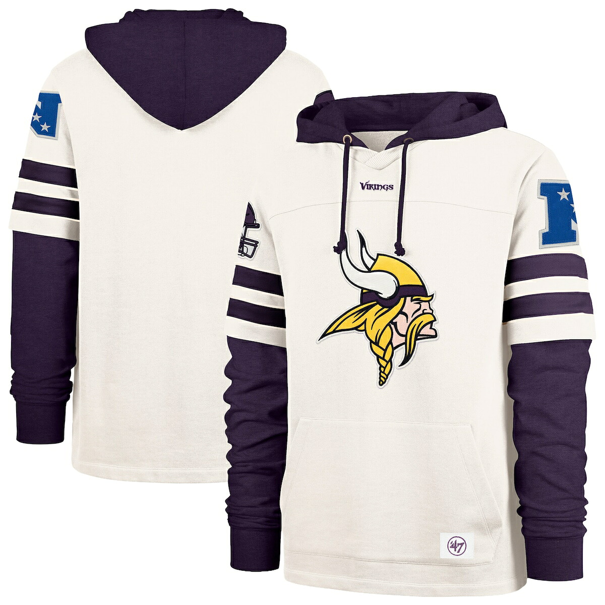 【公式グッズ】NFL バイキングス パーカー \'47/フォーティーセブン メンズ クリーム (SPLIT ZONE II CORNERBACK DU LACER M)|Fanatics公式ストア 店