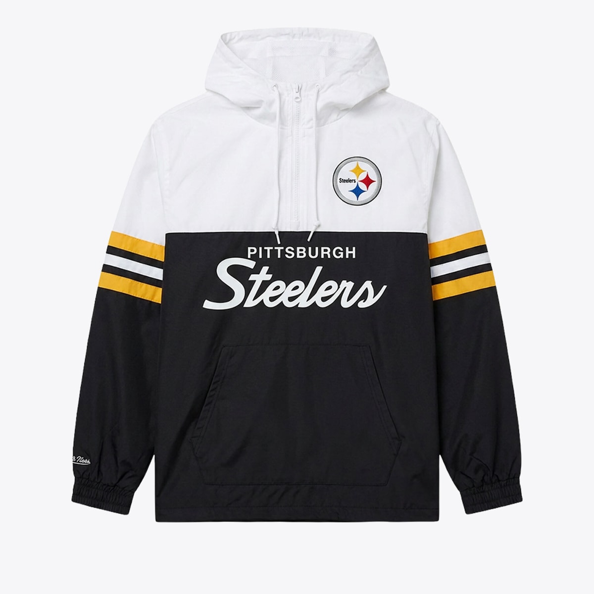 【公式グッズ】NFL スティーラーズ プルオーバー Mitchell & Ness/ミッチェル&ネス メンズ ブラック (HEAD COACH LIGHTWEIGHT WINDBREAKER ANORAK)|Fanatics公式ストア 店