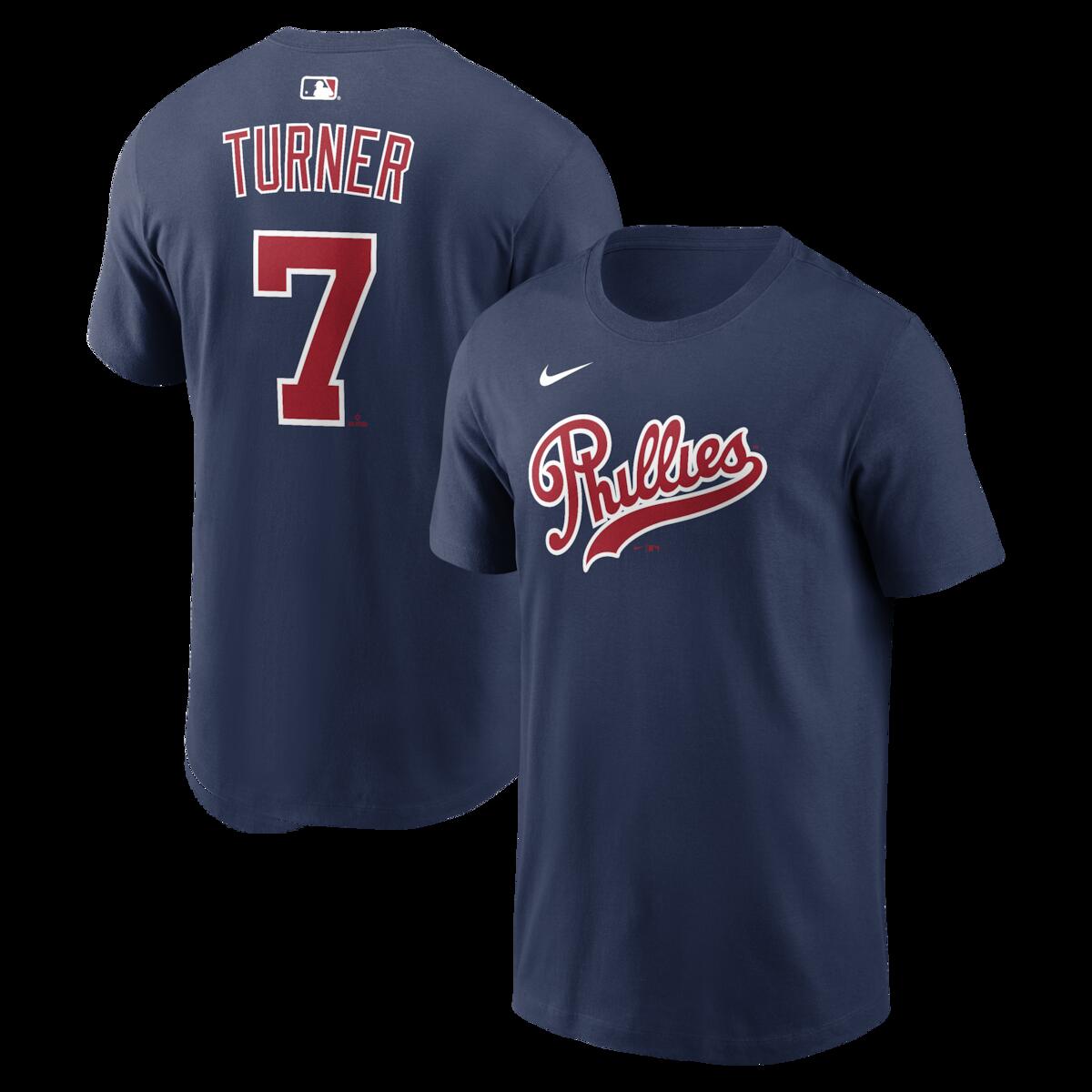 【公式グッズ】MLB フィリーズ トリア・ターナー ネーム&ナンバー Tシャツ Nike/ナイキ メンズ ネイビー (Nike MLB Field of Dreams N&N Tee)｜Fanatics公式ストア 店