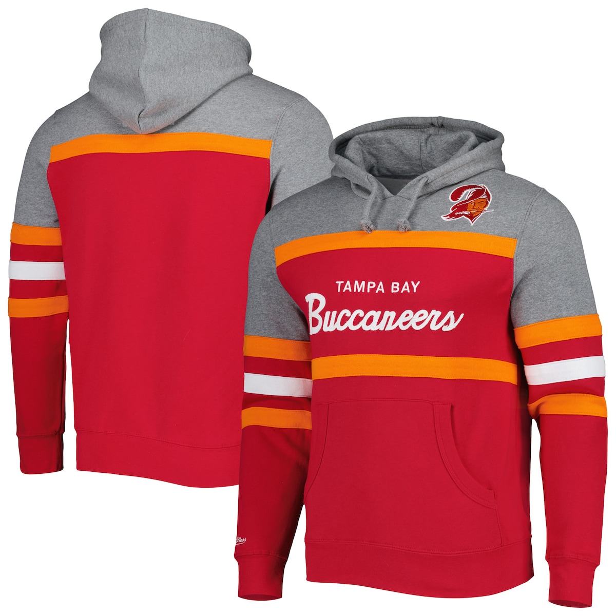 【公式グッズ】NFL バッカニアーズ プルオーバー パーカー Mitchell & Ness/ミッチェル＆ネス メンズ レッド (Mens NFL 22 Head Coach Hoody)