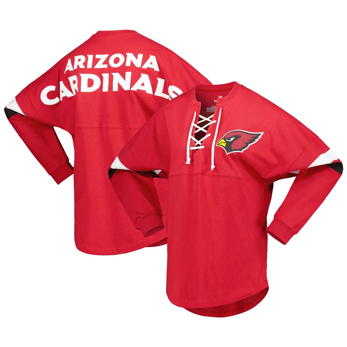【公式グッズ】NFL カーディナルス Vネック 長袖 Tシャツ Fanatics/ファナティクス レディース カージナルレッド (22 Women's Lace Up Spirit Jersey)