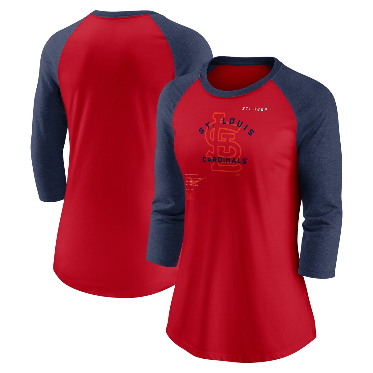【公式グッズ】MLB カージナルス Tシャツ Nike/ナイキ レディース レッド (Women's Nike Next Up 3/4 Sleeve Raglan Top)|Fanatics公式ストア 店