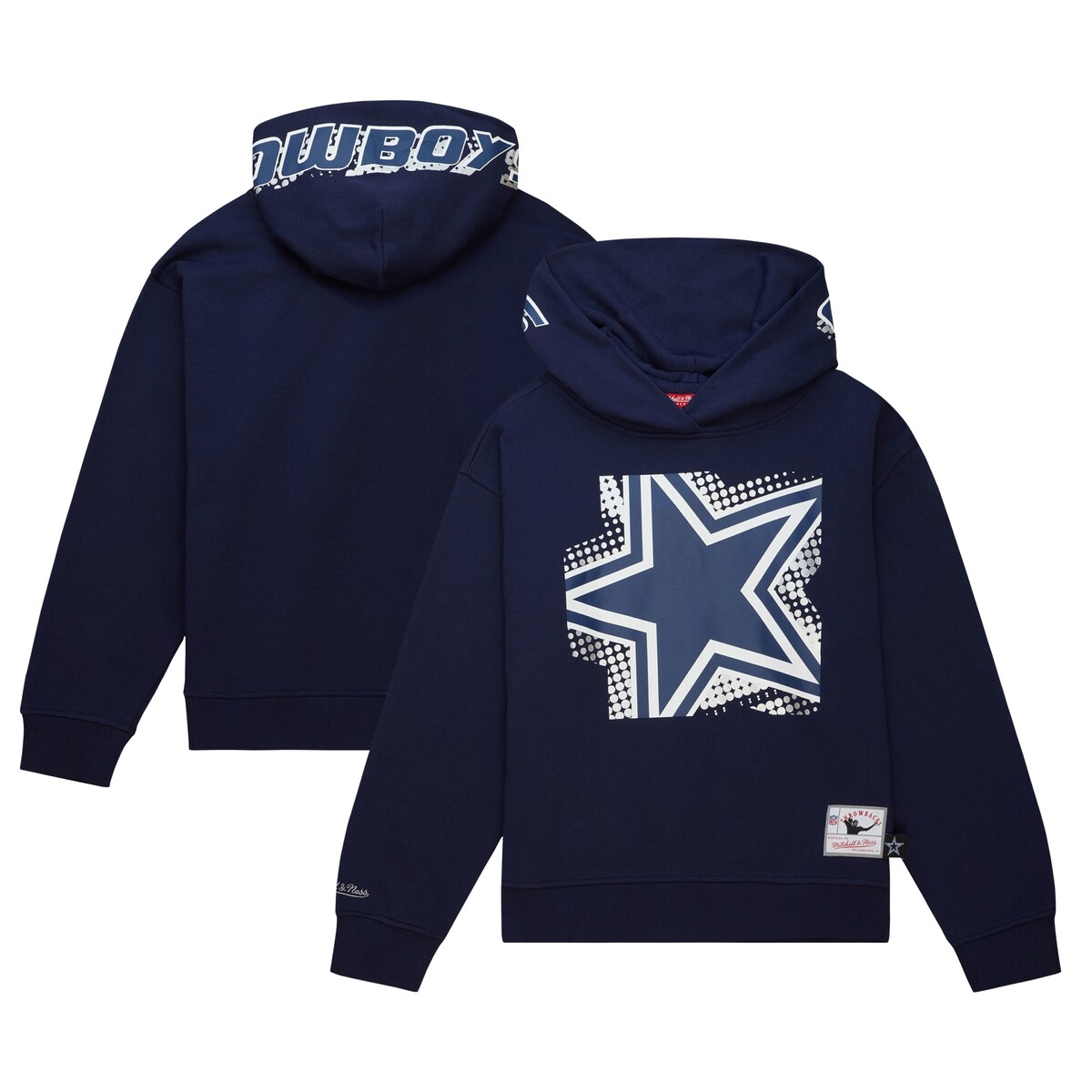 【公式グッズ】NFL カウボーイズ プルオーバー パーカー Mitchell & Ness/ミッチェル＆ネス レディース ネイビー (23 Women's Big Face 7.0 Hoodie)