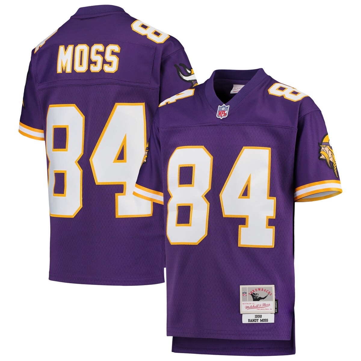 【公式グッズ】NFL バイキングス ランディ・モス ユニフォーム Mitchell & Ness/ミッチェル＆ネス キッズサイズ パープル (NFL Youth Legacy Jersey)