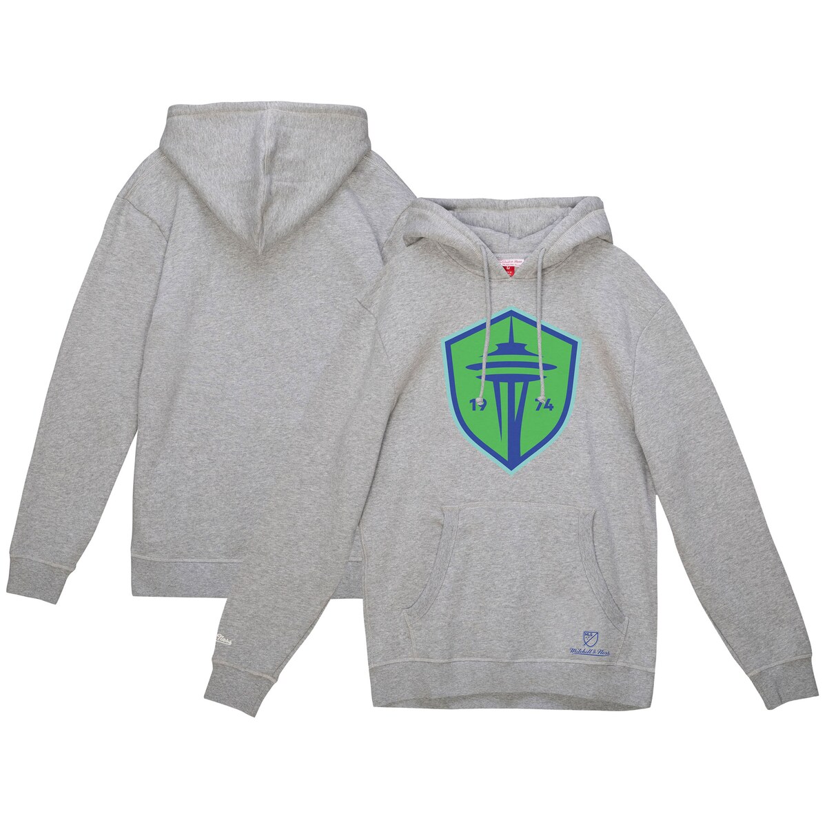 【公式グッズ】MLS サウンダーズFC プルオーバー パーカー Mitchell & Ness/ミッチェル&ネス メンズ ヘザーグレイ (MNC F23 Men's Primary Logo Fleece PO Hood)