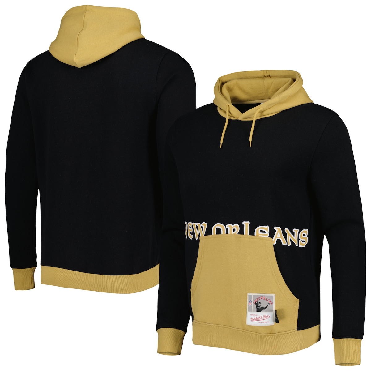 【公式グッズ】NFL セインツ プルオーバー パーカー Mitchell & Ness/ミッチェル＆ネス メンズ ブラック (22 NFL MENS BIG FACE HOODY 5.0)