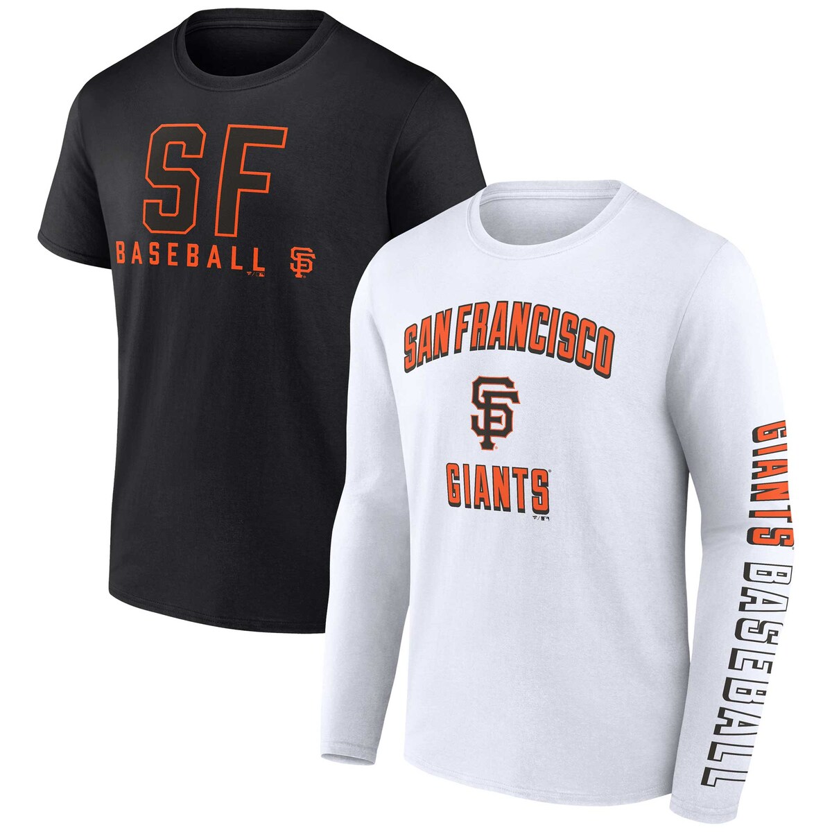 【公式グッズ】MLB ジャイアンツ Tシャツセット Fanatics/ファナティクス メンズ ブラック (MEN'S LONG SLEEVE SHORT SLEEVE TEE COMBO PACK)