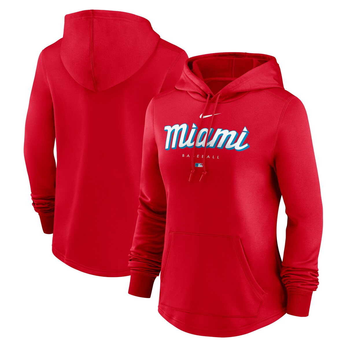 【公式グッズ】MLB マーリンズ プルオーバー パーカー Nike/ナイキ レディース レッド (Women's NIKE CC Pregame Pullover Hood)