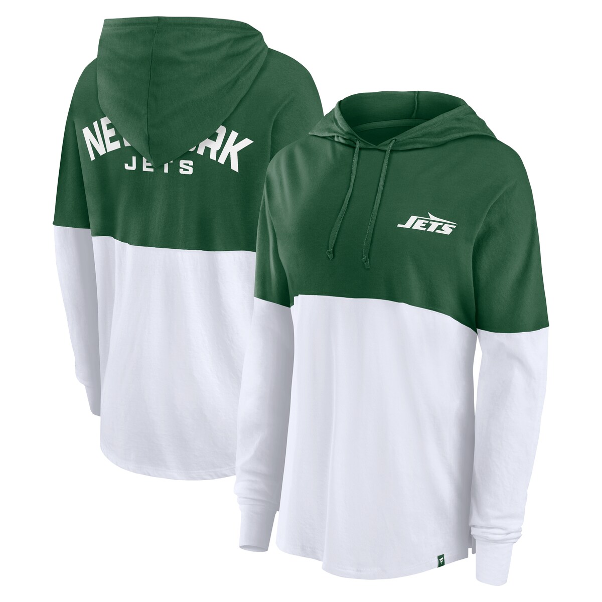 【公式グッズ】NFL ジェッツ フード付き 長袖 Tシャツ Fanatics（ファナティクス） レディース グリーン (24 Women's Backup Option Biblend Long Sleeve Hooded Tee)｜Fanatics公式ストア 店