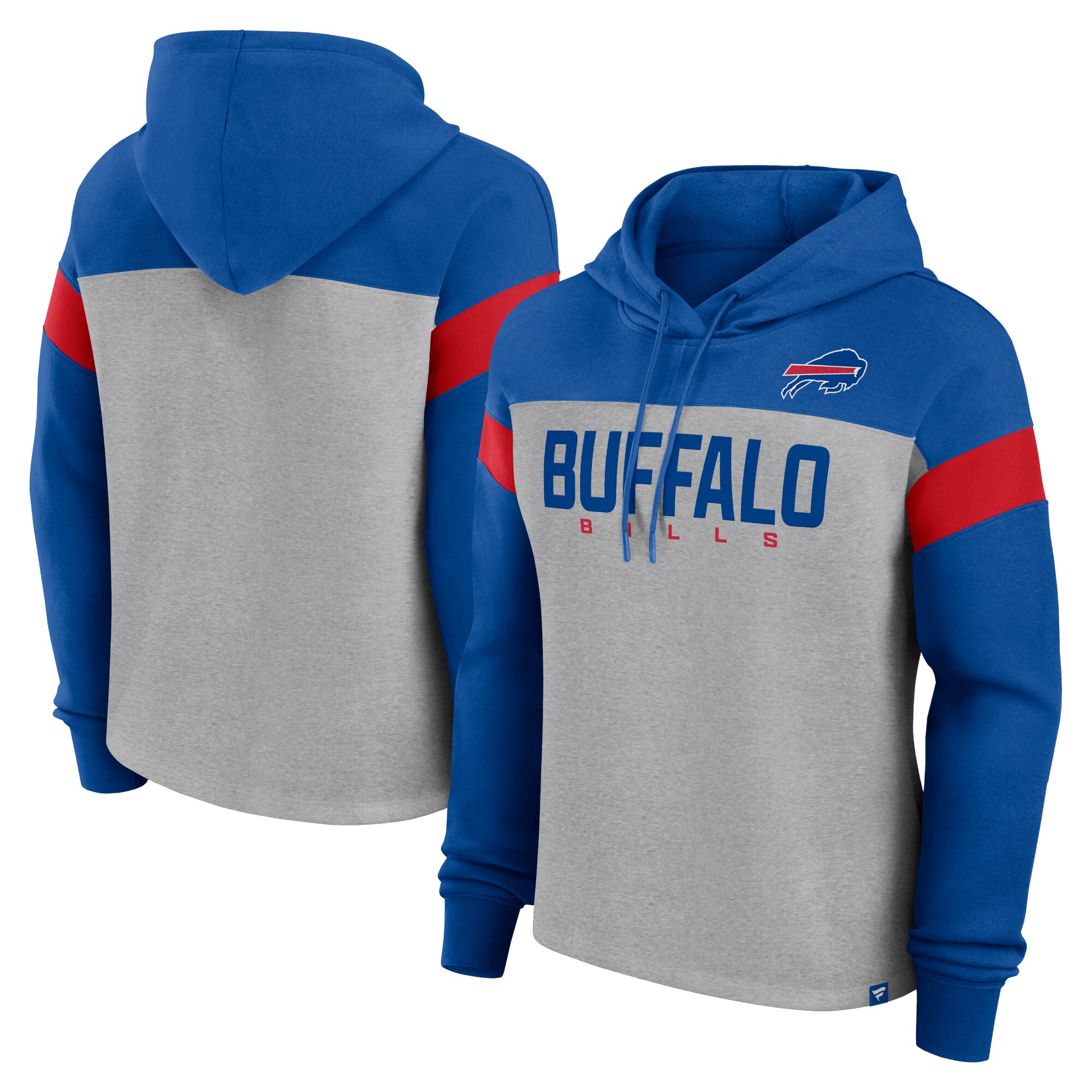【公式グッズ】NFL ビルズ プルオーバー パーカー Fanatics/ファナティクス レディース ヘザーグレイ (24 Women's Bold Play Call Cotton Fleece Pullover Hood)｜Fanatics公式ストア 店