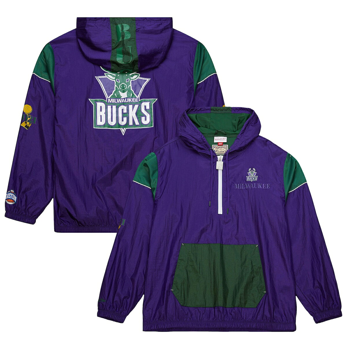 【公式グッズ】NBA バックス プルオーバー Mitchell & Ness/ミッチェル&ネス パープル (NBA FA24 Unisex MNC HWC Team OG 3.0 Anorak 1/2 Zip Pullover Jacket)|Fanatics公式ストア 店