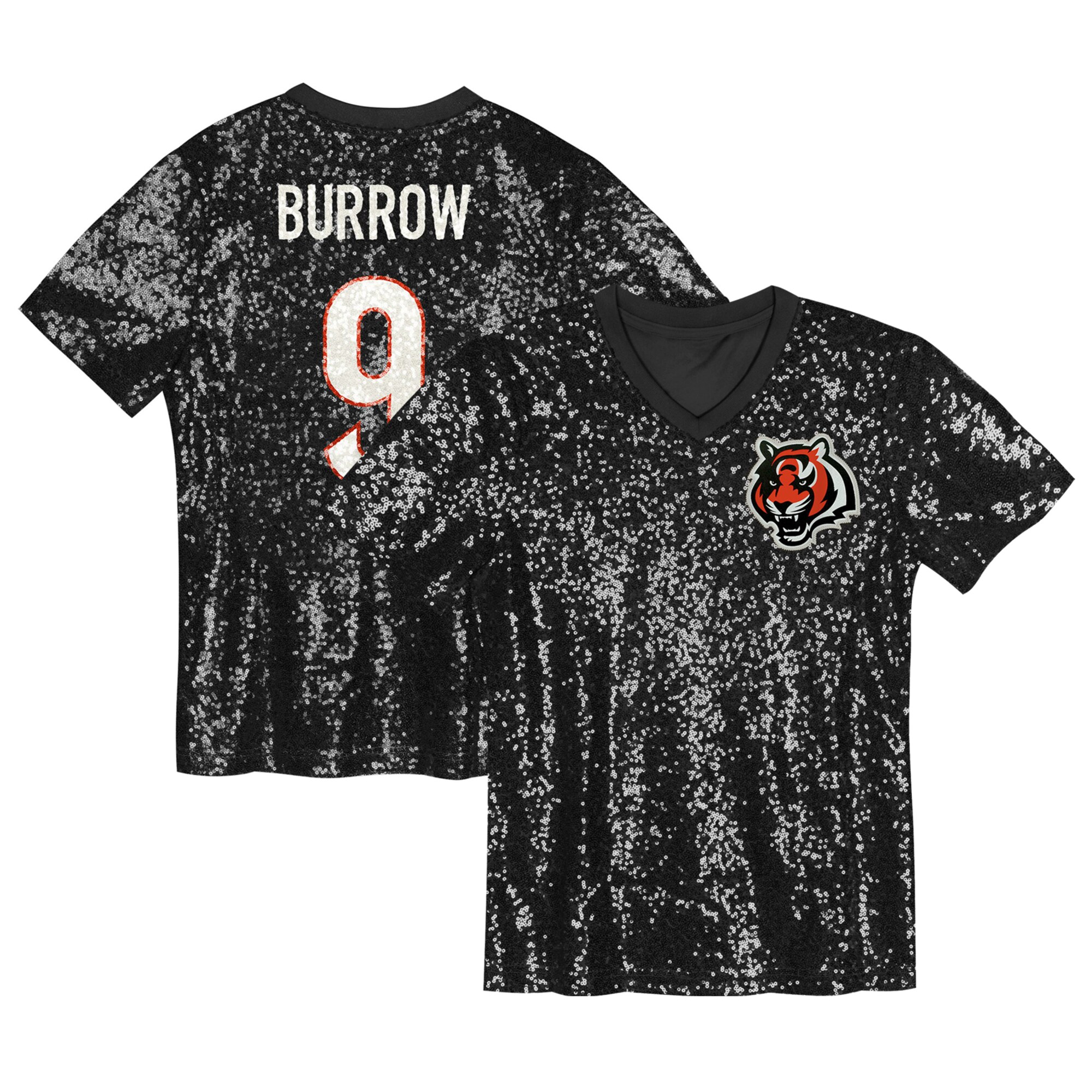 【公式グッズ】NFL ベンガルズ ジョー・バロー ファッション ユニフォーム Outerstuff レディース ブラック (Women's Sequin Jersey)