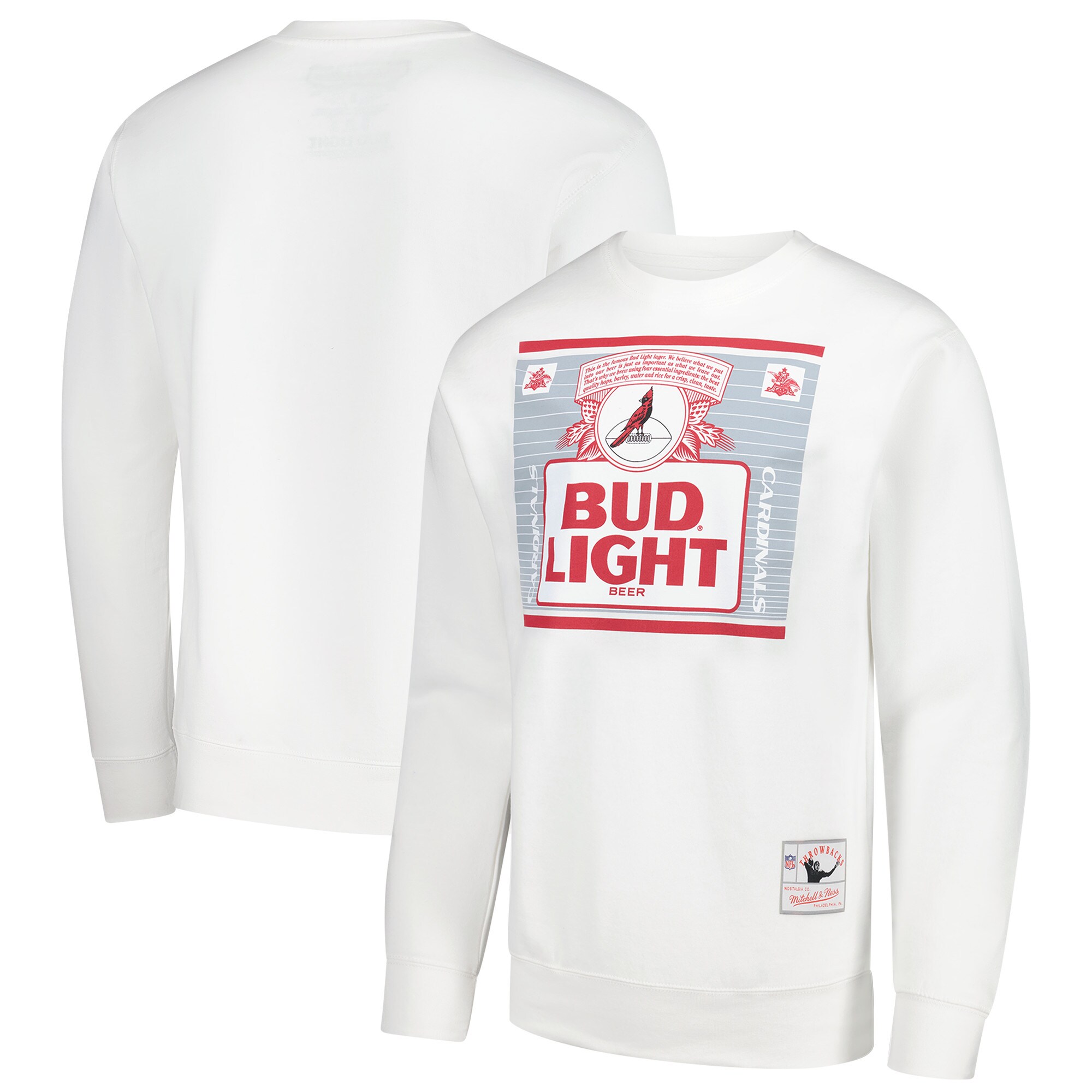 【公式グッズ】NFL カーディナルス トレーナー Mitchell & Ness/ミッチェル＆ネス メンズ ホワイト (Mitchell and Ness x Bud Light Men's The Crest Crewneck Fleece)