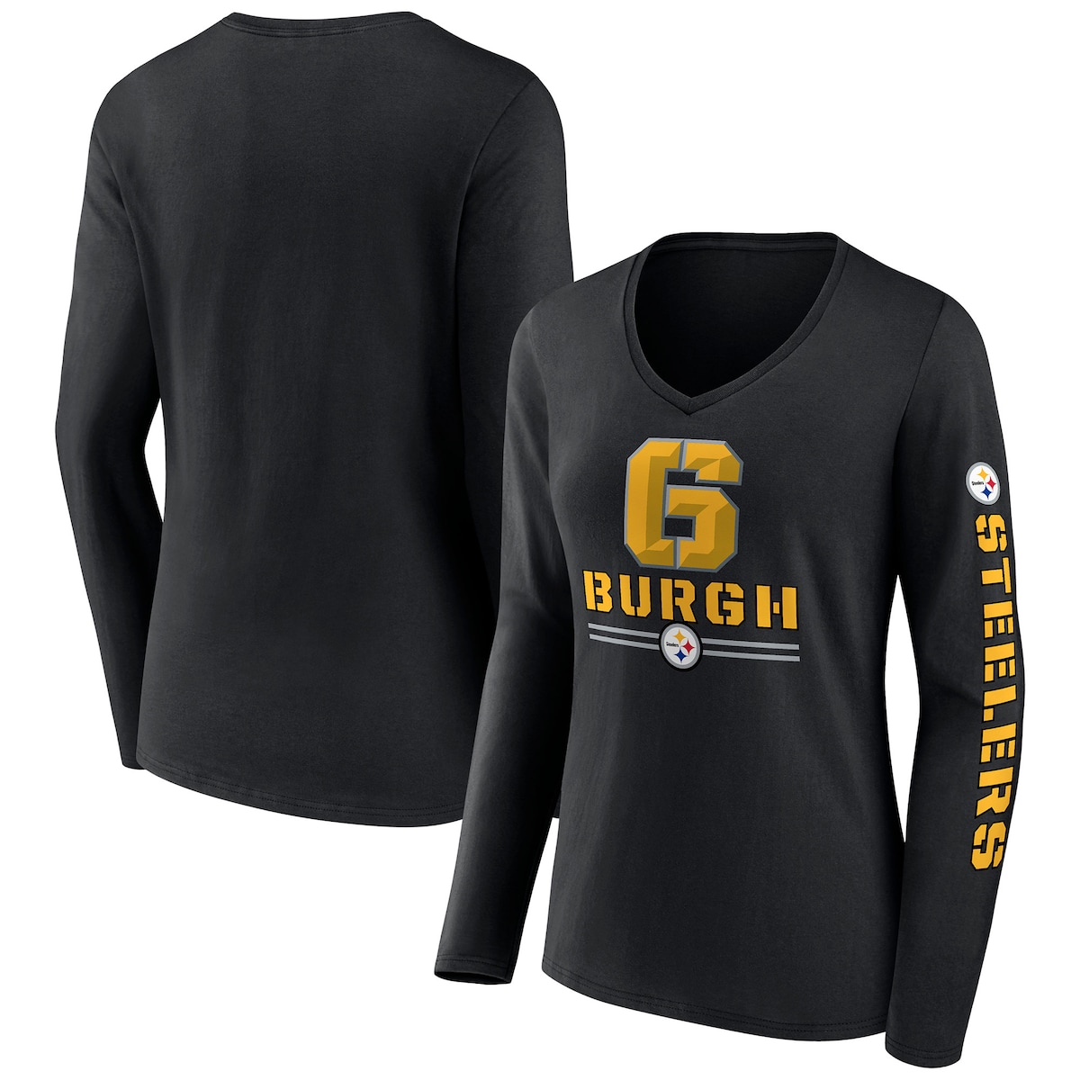 【公式グッズ】NFL スティーラーズ 長袖 Tシャツ Fanatics/ファナティクス レディース ブラック (22 Women's Hometown Sweep Sleeve V-Neck LST)