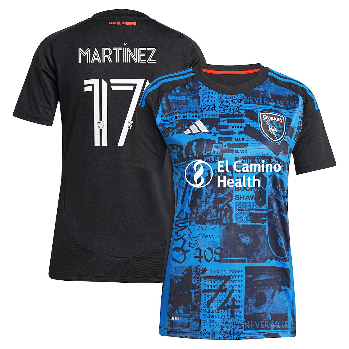 【公式グッズ】MLS アースクエイクス マルティネス レプリカ ユニフォーム Adidas/アディダス レディース ブラック (2025 Women's MLS Replica Player Jersey)|Fanatics公式ストア 店