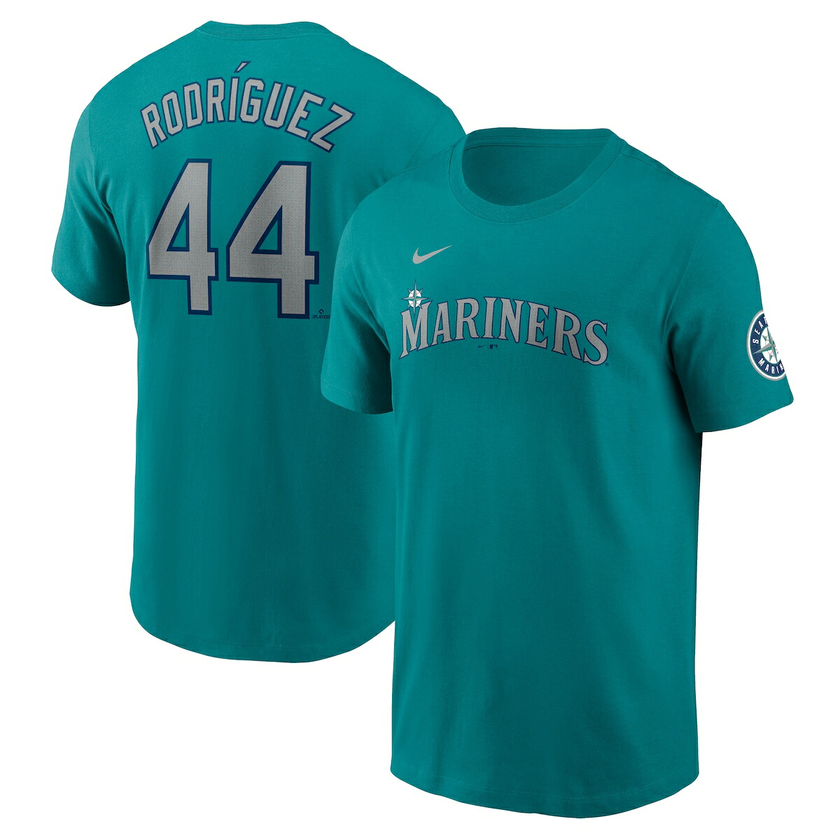 【公式グッズ】MLB マリナーズ フリオ・ロドリゲス ネーム&ナンバー Tシャツ Nike/ナイキ メンズ アクア (Nike Fuse N&N Mariners Compass Patch Inline Tee)|Fanatics公式ストア 店