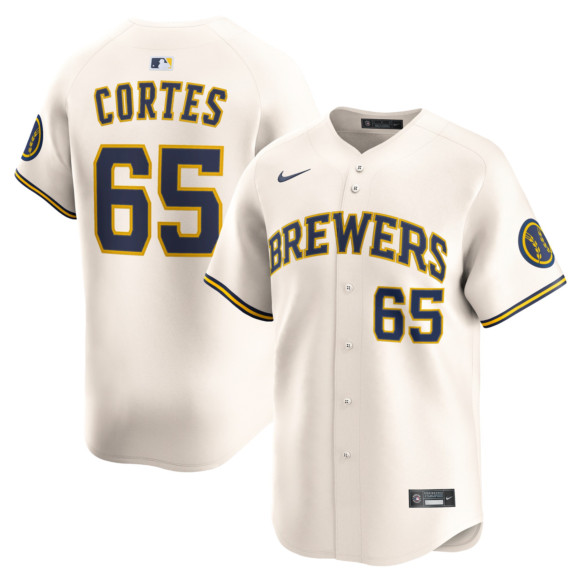 【公式グッズ】MLB ブルワーズ ネスター・コーテズ ホーム リミテッド ユニフォーム Nike/ナイキ メンズ クリーム (2025 Nike Men's Ltd Players Jerseys - FTF NTP Master Style)