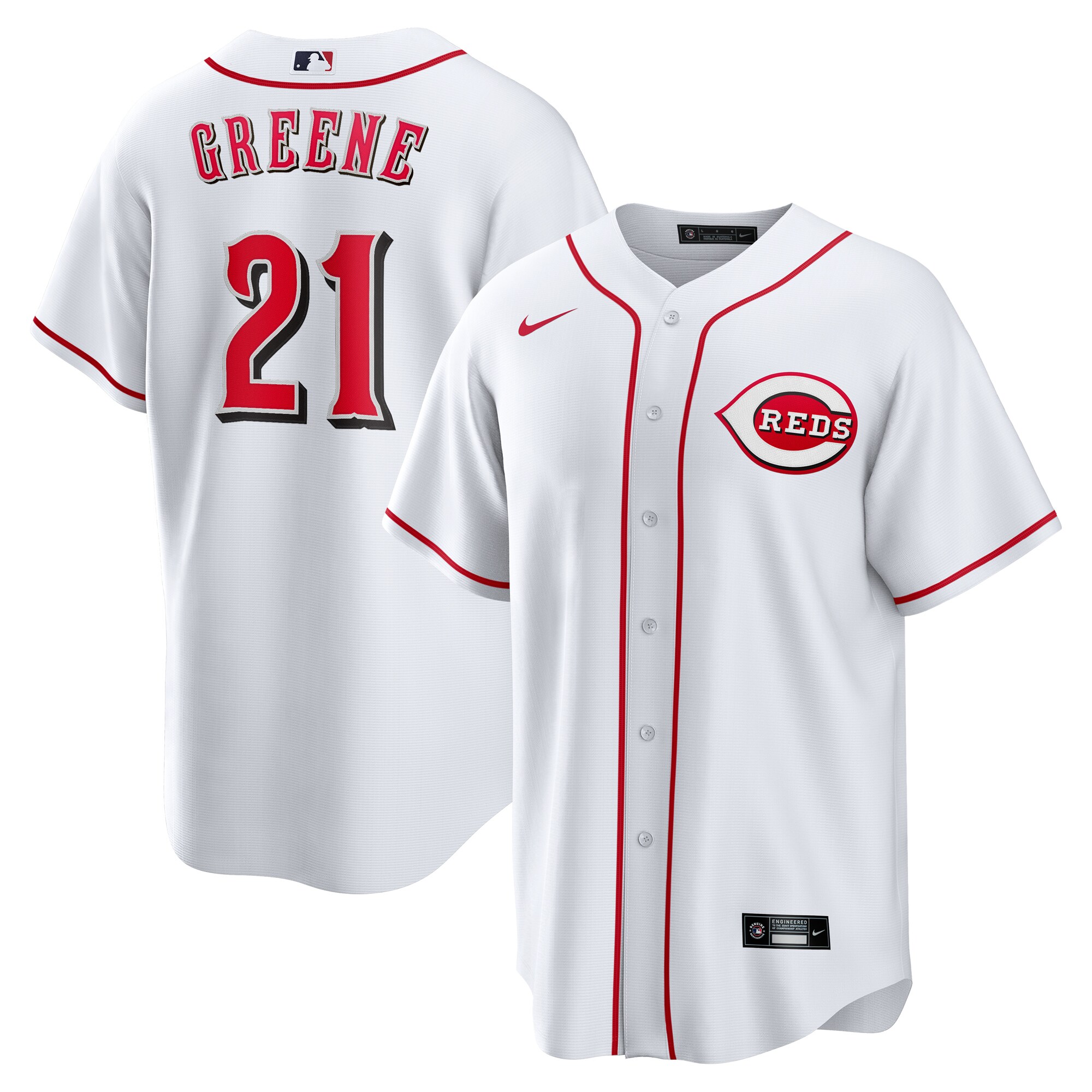 【公式グッズ】MLB レッズ ハンター・グリーン ホーム ユニフォーム （レプリカ） Nike/ナイキ メンズ ホワイト (Men's Nike 1.0 Replica Player Jersey)