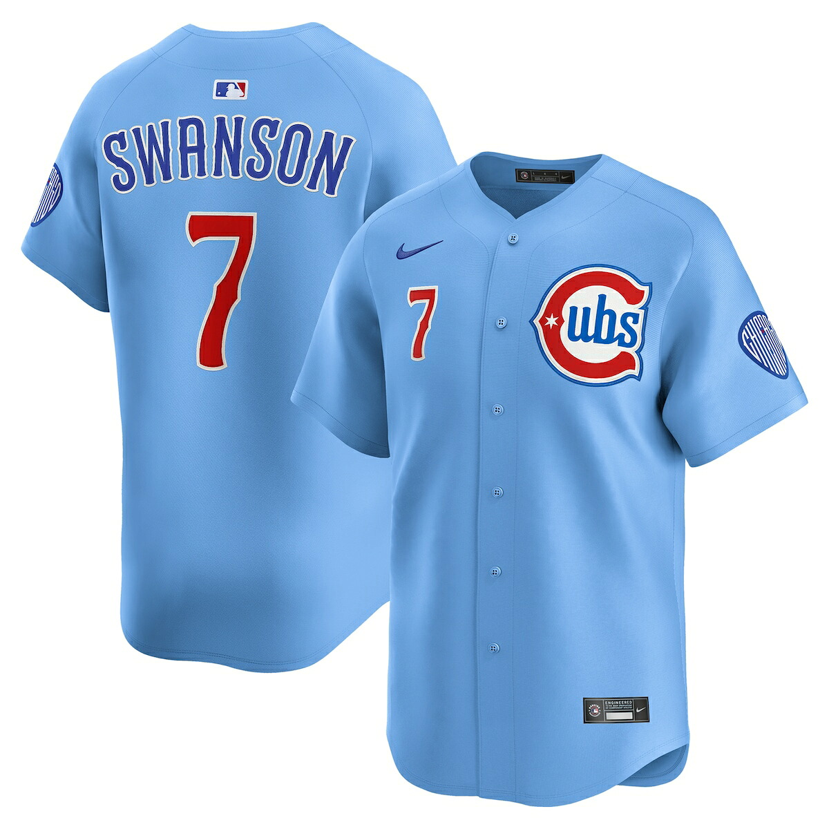 【公式グッズ】MLB カブス ダンズビー・スワンソン オルタネイト リミテッド ユニフォーム Nike/ナイキ メンズ ライトブルー (2025 Nike Mens Limited Player Jersey)