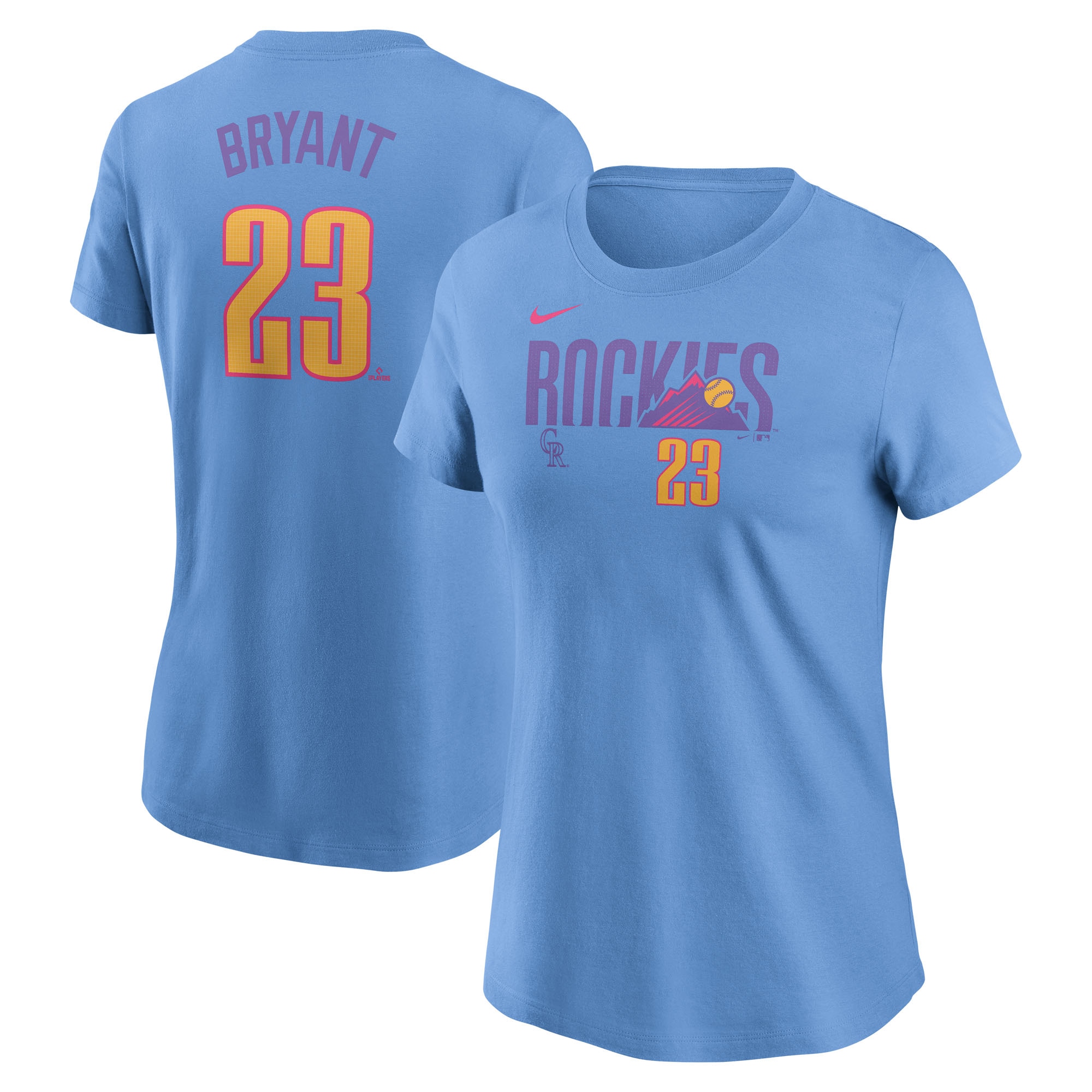 【公式グッズ】MLB ロッキーズ クリス・ブライアント Tシャツ Nike/ナイキ レディース ライトブルー (Nike Fuse N&N Women's City Connect 2.0)|Fanatics公式ストア 店