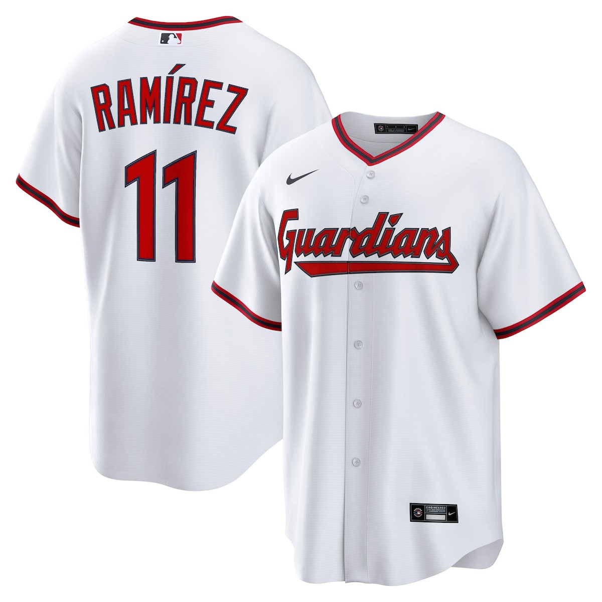 【公式グッズ】MLB インディアンス ホセ・ラミレス ユニフォーム Nike/ナイキ メンズ ホワイト (2025 Nike Men's Replica 2.0 Player Jerseys - FTF NTP Master Style)