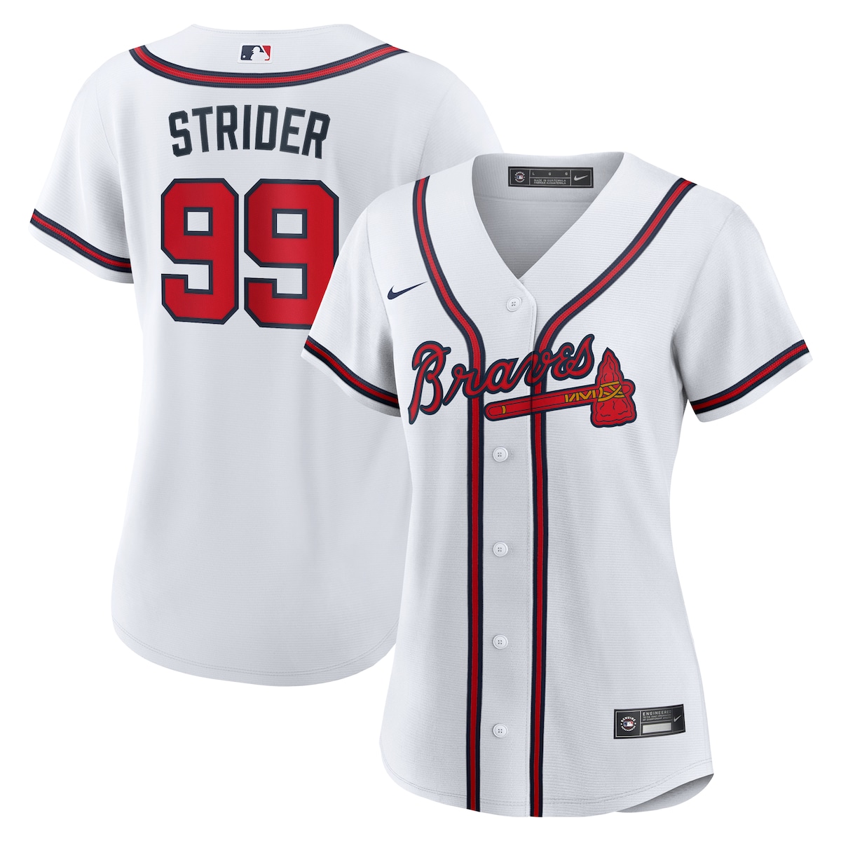 【公式グッズ】MLB ブレーブス スペンサー・ストライダ ユニフォーム Nike/ナイキ レディース ホワイト (Women's Nike 1.0 Replica Player Jersey)|Fanatics公式ストア 店