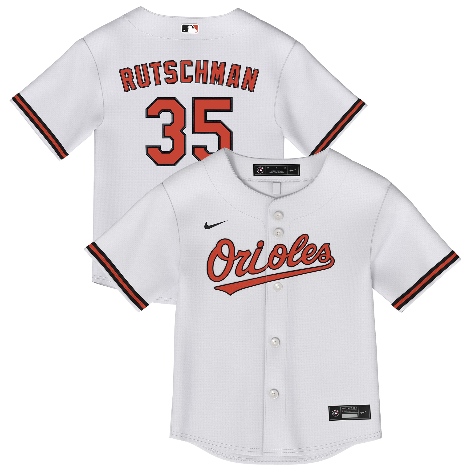 【公式グッズ】MLB オリオールズ アドリー・ルッチマン レプリカ ユニフォーム Nike/ナイキ トドラー・幼児サイズ ホワイト (2025 Toddler Replica 2.0 Player Jersey)|Fanatics公式ストア 店
