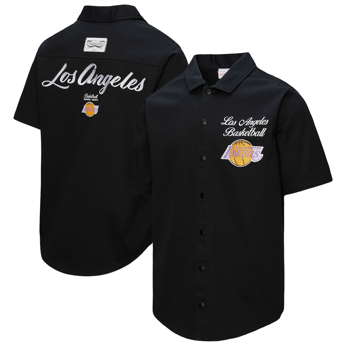 【公式グッズ】NBA レイカーズ シャツ Mitchell & Ness/ミッチェル&ネス メンズ ブラック (NBA Mitchell & Ness Men's SU25 HWC SS Camp Shirt)|Fanatics公式ストア 店