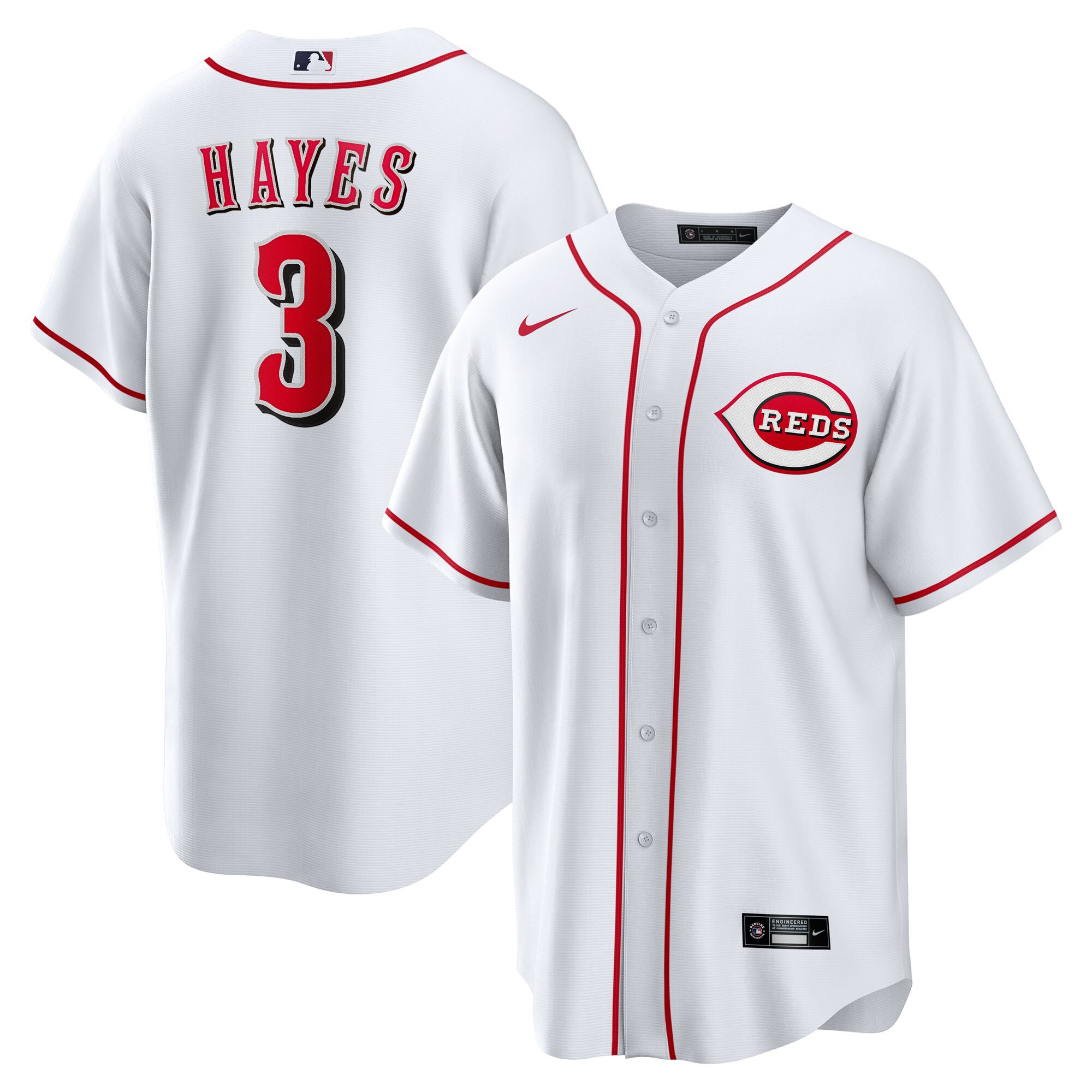 【公式グッズ】MLB レッズ キーブライアン・ヘイズ ホーム ユニフォーム （レプリカ） Nike/ナイキ メンズ ホワイト (Men's Nike 1.0 Replica Player Jersey)｜Fanatics公式ストア 店
