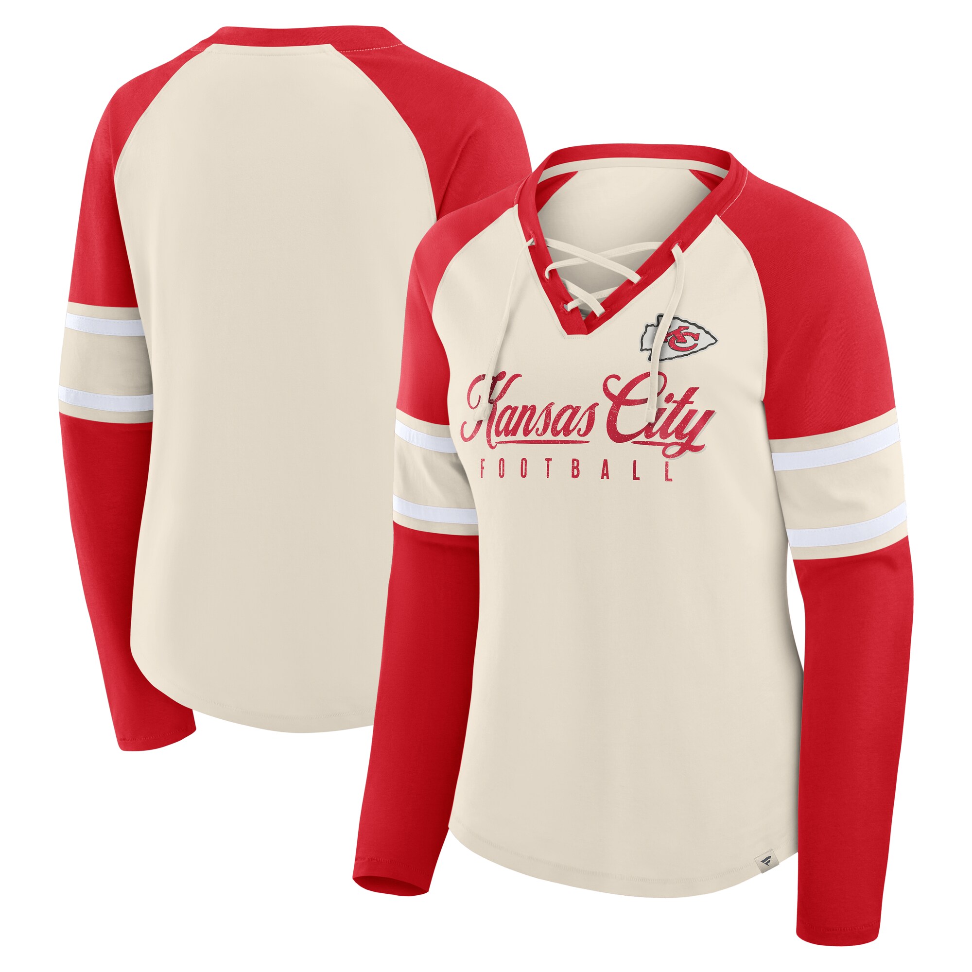 【公式グッズ】NFL チーフス 長袖 Tシャツ Fanatics/ファナティクス レディース クリーム (NFL Womens Hometown Lace Up LST)｜Fanatics公式ストア 店