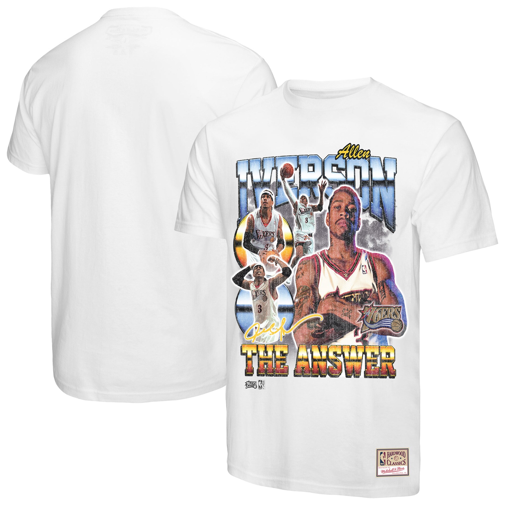【公式グッズ】NBA 76ers アレン・アイバーソン Tシャツ Mitchell & Ness/ミッチェル&ネス メンズ ホワイト (NBA M&N Commemorative Collage Player Tee)|Fanatics公式ストア 店