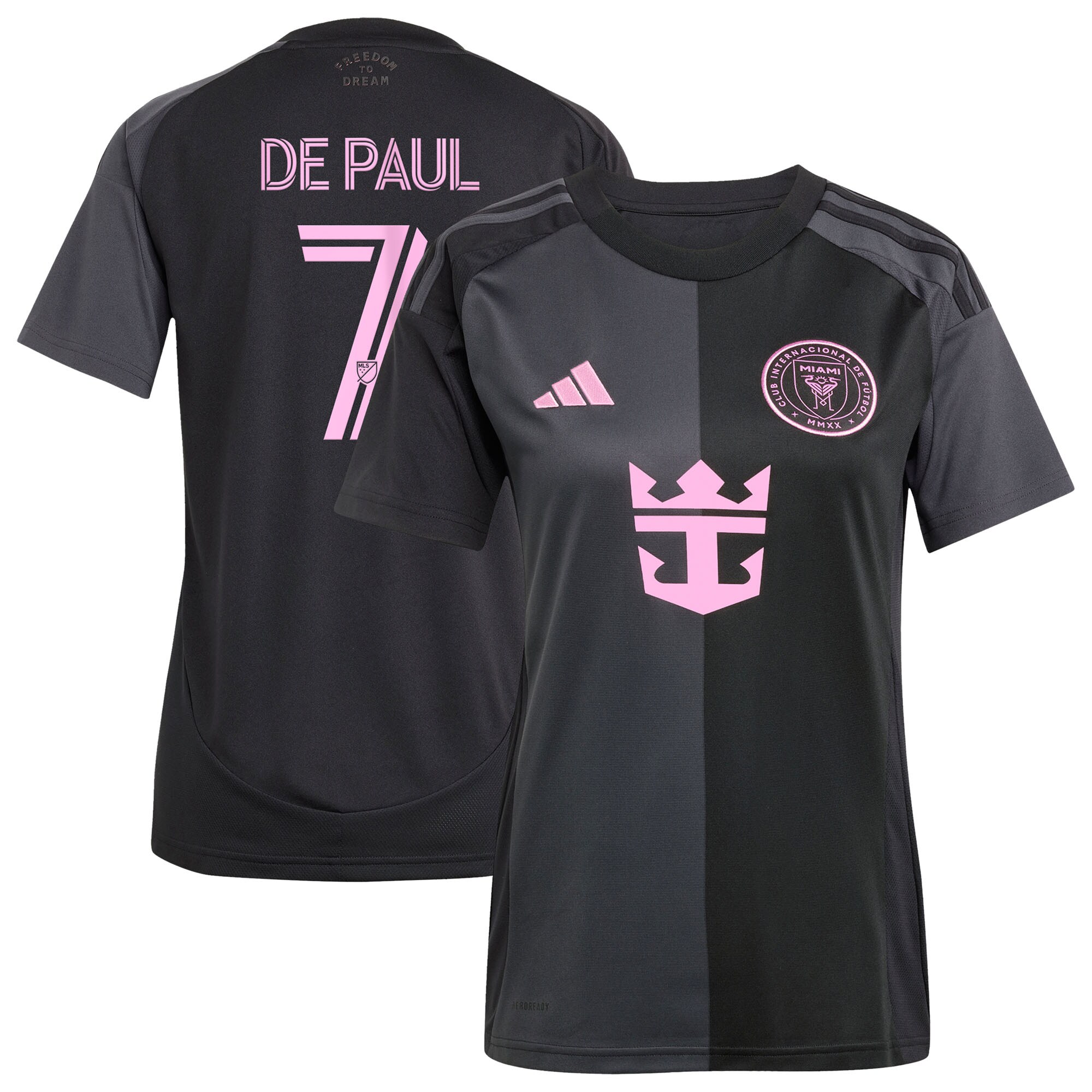 【公式グッズ】MLS インテルマイアミCF ロドリゴ・デ・パウル ユニフォーム Adidas/アディダス レディース ブラック (ADI 25/26 Women's Replica Jersey - Player)