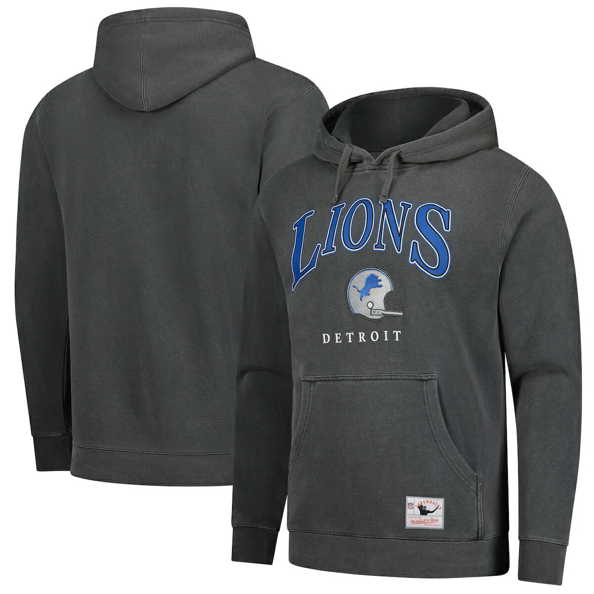 【公式グッズ】NFL ライオンズ プルオーバー パーカー Mitchell & Ness/ミッチェル＆ネス メンズ グレイ (NFL SLOT HOODIE)