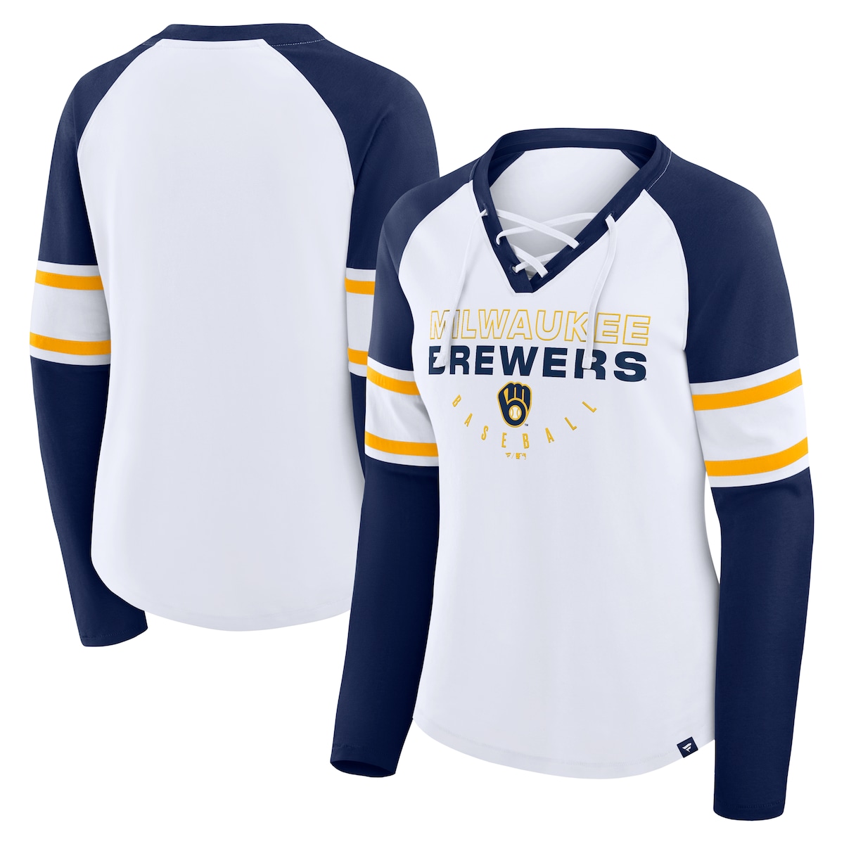 【公式グッズ】MLB ブルワーズ 長袖 Tシャツ Fanatics/ファナティクス レディース ホワイト (FANATICS BLITZ PACKAGE LS FASHION TOP)