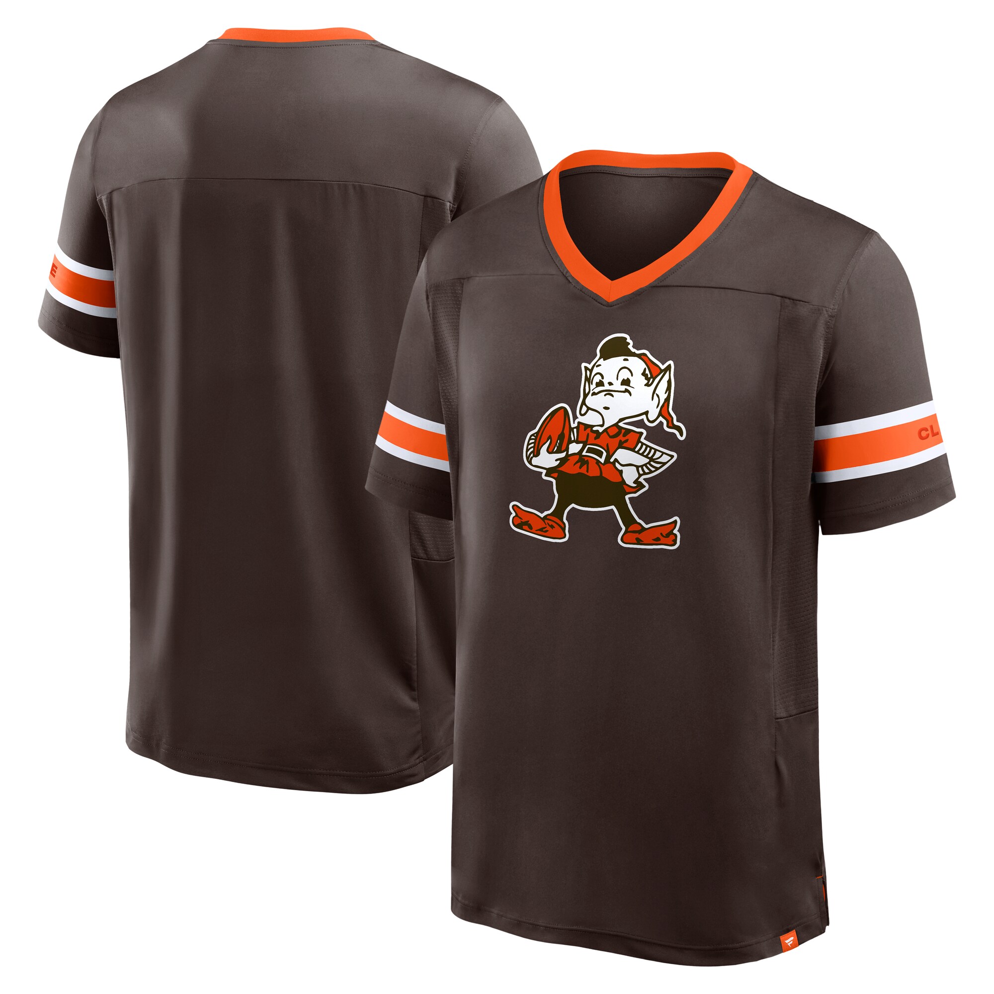 【公式グッズ】NFL ブラウンズ Vネック Tシャツ Fanatics/ファナティクス メンズ ブラウン (FANATICS HASHMARK V/C LOGO)