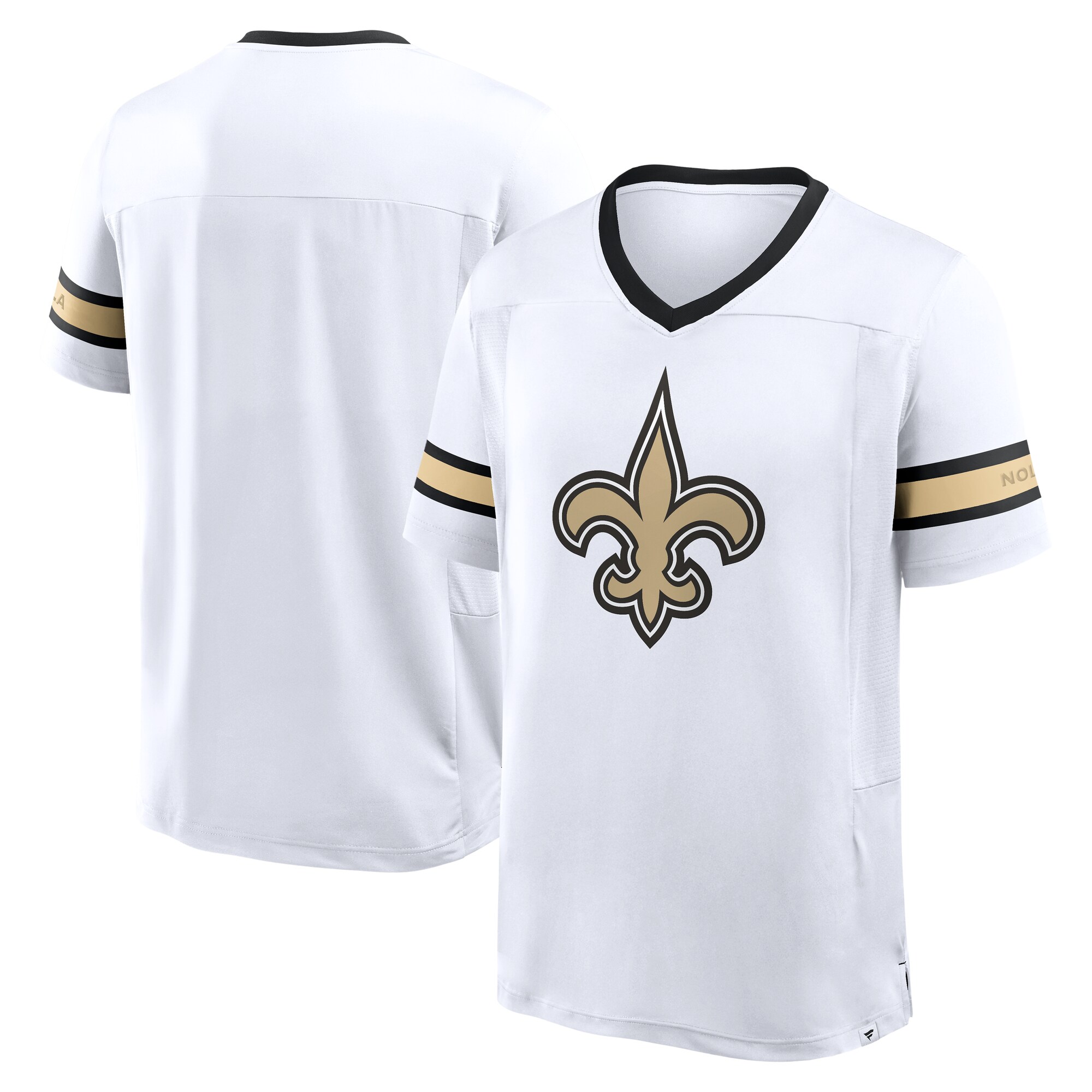 【公式グッズ】NFL セインツ Vネック Tシャツ Fanatics/ファナティクス メンズ ホワイト (FANATICS HASHMARK ALT LOGO)