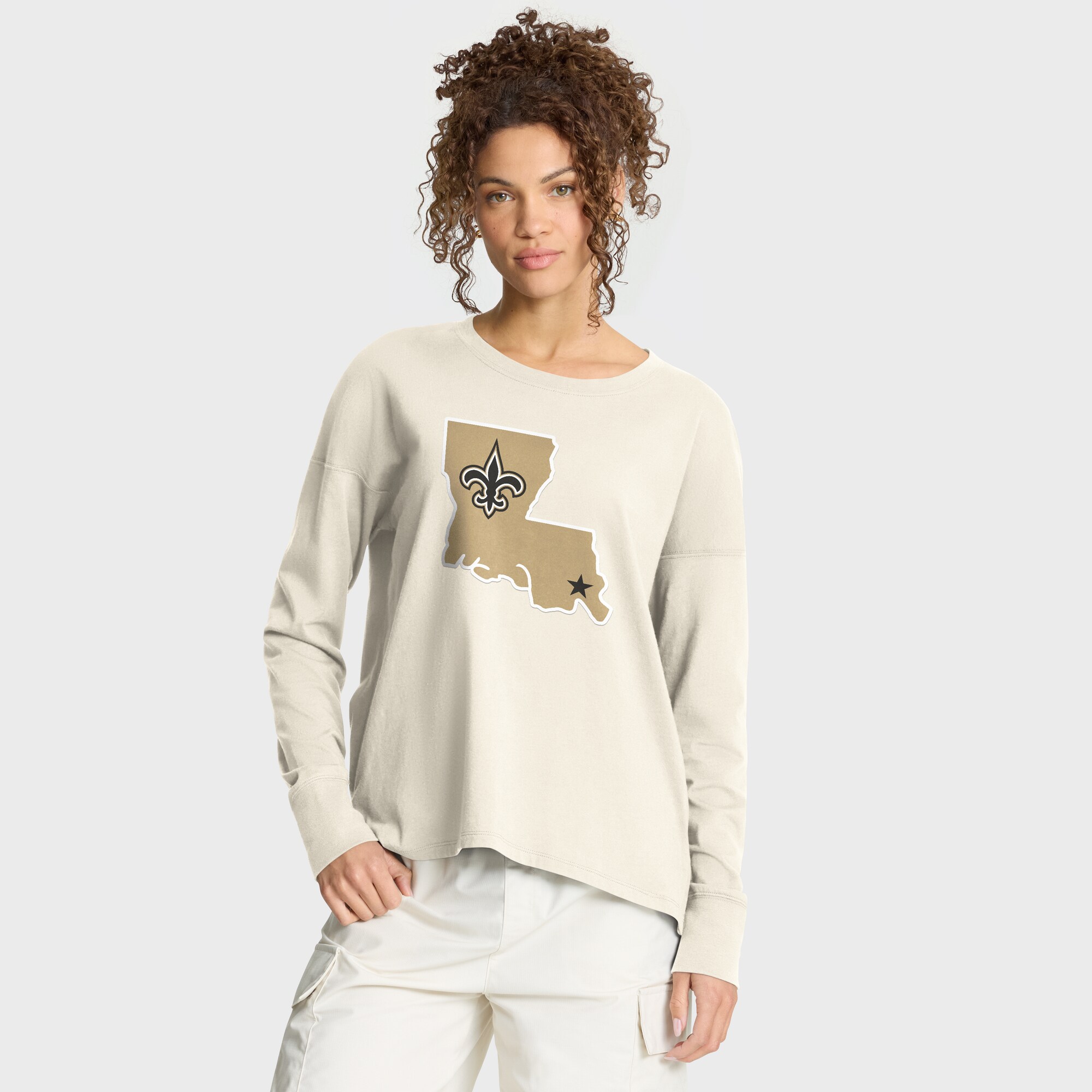 【公式グッズ】NFL セインツ 長袖 Tシャツ Fanatics/ファナティクス レディース クリーム (NFL Womens Dove Legacy LST - R)｜Fanatics公式ストア 店