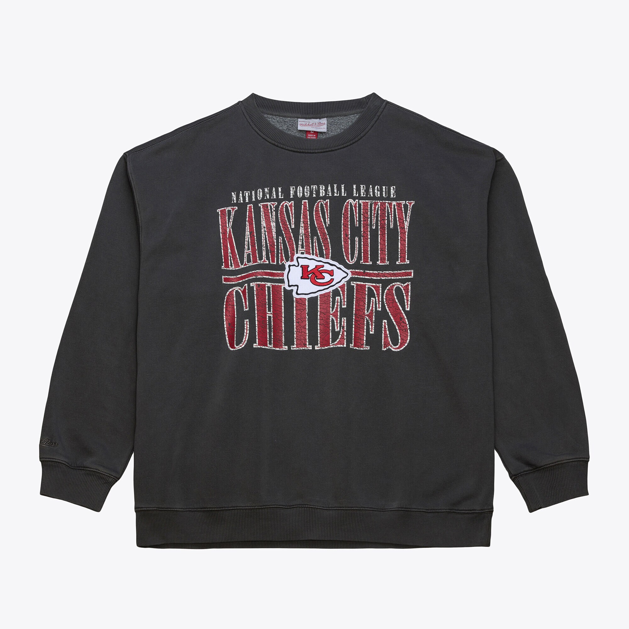 【公式グッズ】NFL チーフス フリース トレーナー Mitchell & Ness/ミッチェル＆ネス メンズ ブラック (NFL DOWNTOWN CREW CURRENT LOGO)