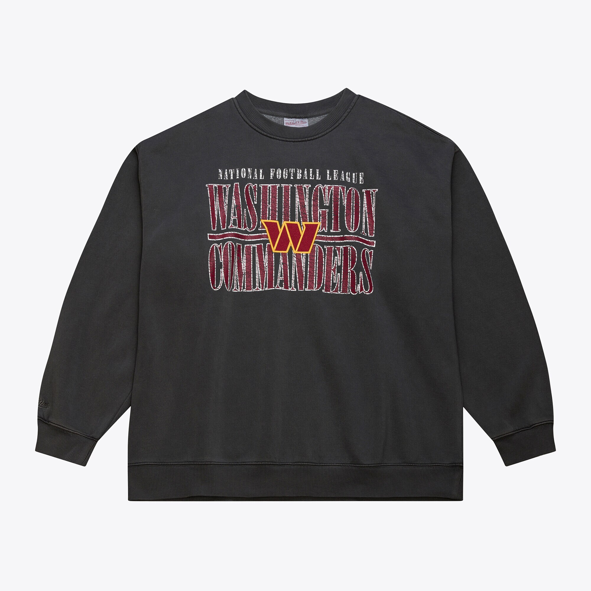 【公式グッズ】NFL コマンダーズ フリース トレーナー Mitchell & Ness/ミッチェル&ネス メンズ ブラック (NFL DOWNTOWN CREW CURRENT LOGO)