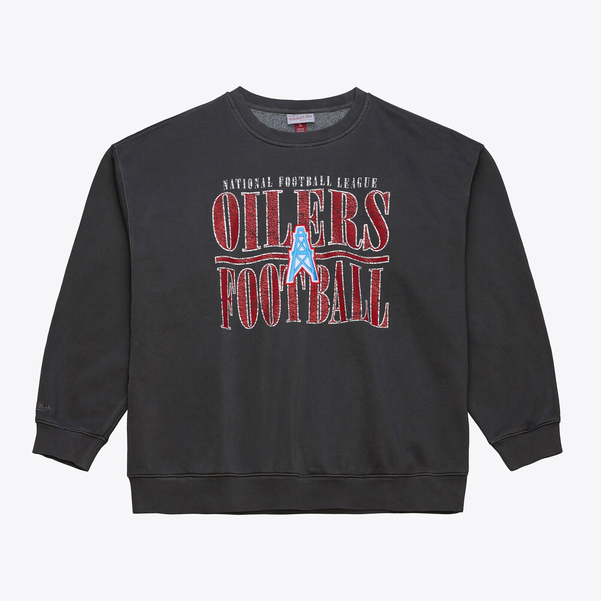 【公式グッズ】NFL オイラーズ トレーナー Mitchell & Ness/ミッチェル&ネス メンズ ブラック (NFL DOWNTOWN CREW VINTAGE LOGO)