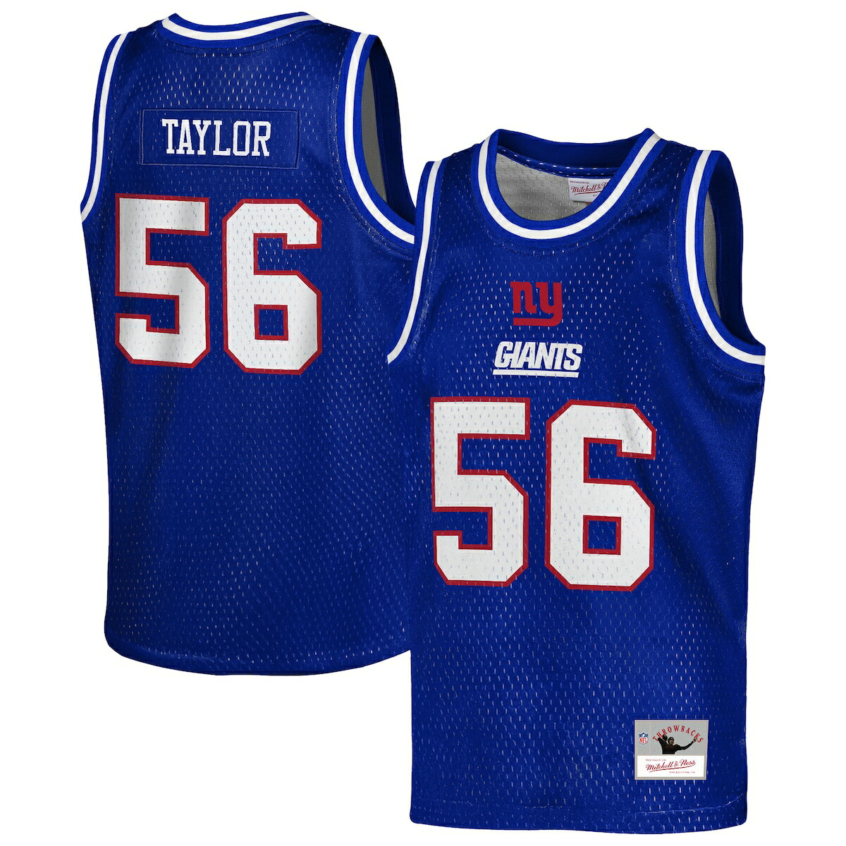 【公式グッズ】NFL ジャイアンツ ローレンス・テイラー タンクトップ Mitchell & Ness/ミッチェル＆ネス キッズサイズ ロイヤルブルー (Retired Youth 8-20 NFL Basketball Fashion Jersey)