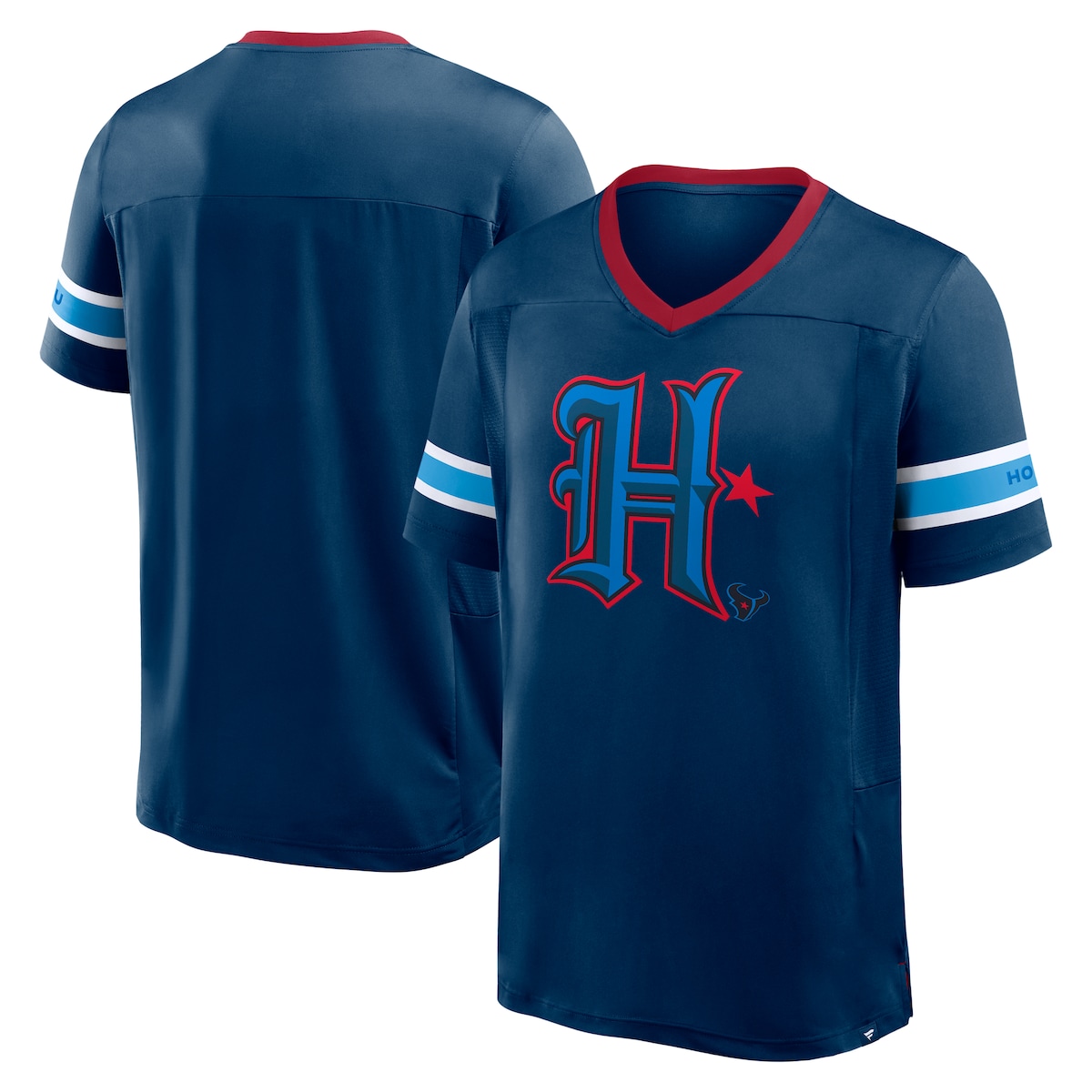 【公式グッズ】NFL テキサンズ Vネック Tシャツ Fanatics/ファナティクス メンズ ネイビー (FANATICS HASHMARK ALT LOGO)