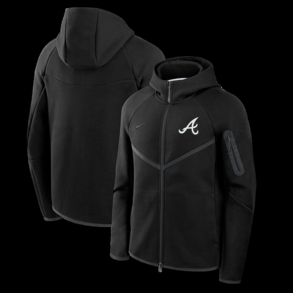 【公式グッズ】MLB ブレーブス ジャケット Nike/ナイキ メンズ ブラック (Men's Nike Tech Full-Zip Windrunner Hoodie)