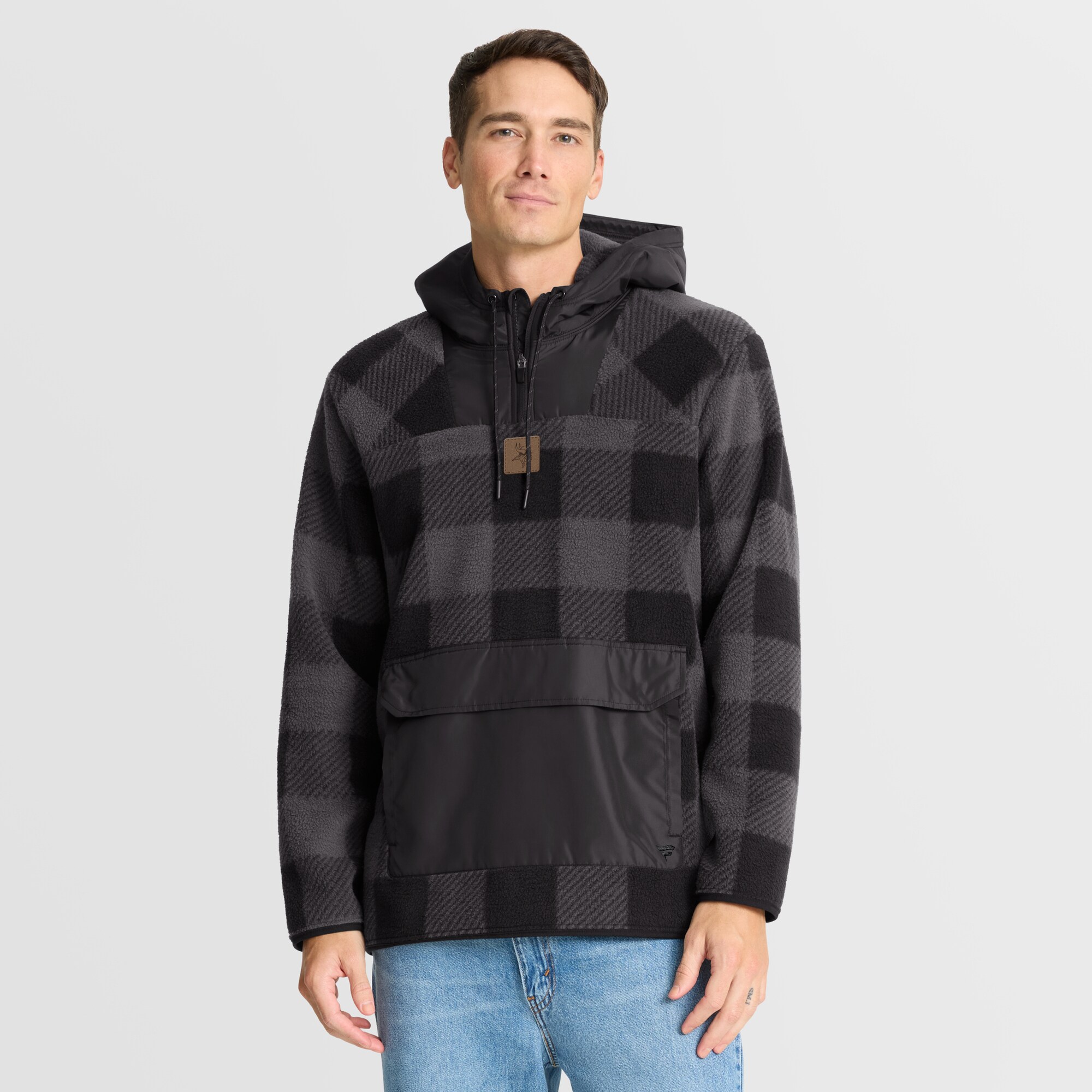 【公式グッズ】NFL バイキングス フリース パーカー Fanatics/ファナティクス メンズ ブラック (Level Up Elements Plaid Polar Fleece POH)