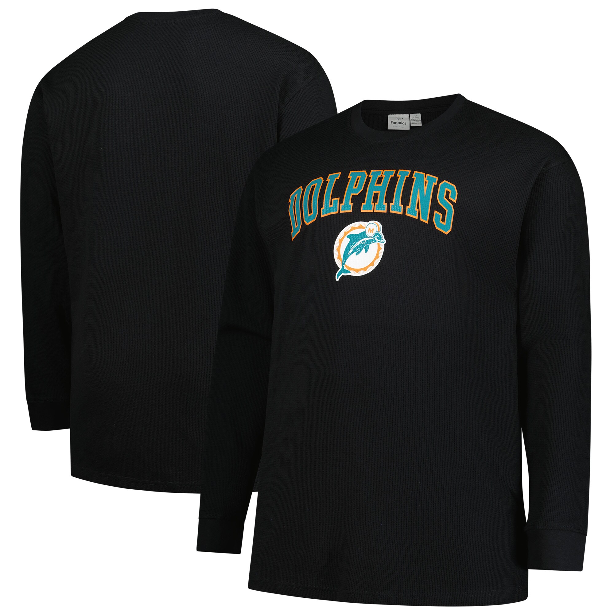 【公式グッズ】NFL ドルフィンズ 長袖 Tシャツ (大きいサイズ) Fanatics/ファナティクス メンズ ブラック (Men's B&T Thermal LS Crew Top- Throwback)|Fanatics公式ストア 店
