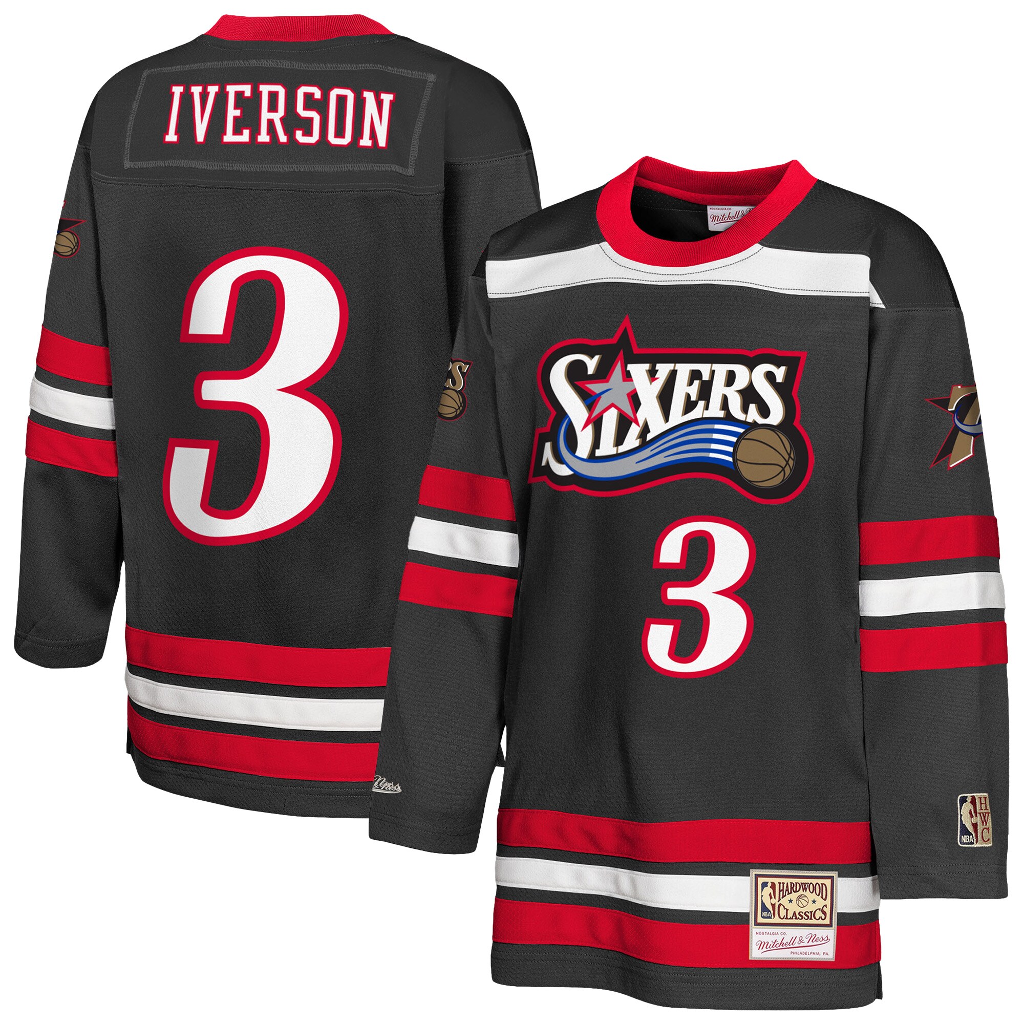 【公式グッズ】NBA 76ers アレン・アイバーソン ファッション ユニフォーム Mitchell & Ness/ミッチェル＆ネス キッズサイズ ブラック (NBA MAXXED OUT 2.0 NHL JERSERY)｜Fanatics公式ストア 店 19,461円