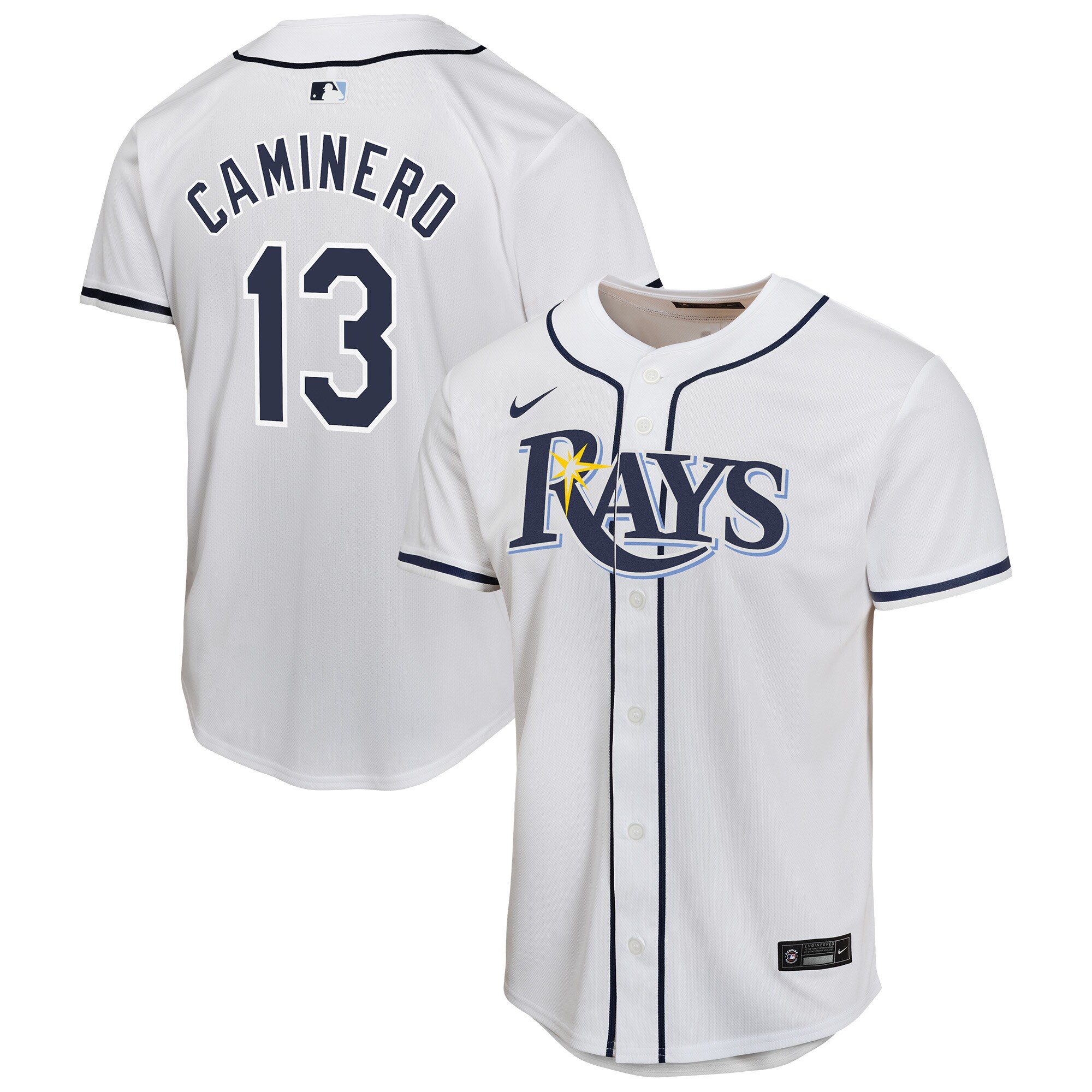 【公式グッズ】MLB レイズ ジュニオール・カミネロ ホーム ユニフォーム （レプリカ） Nike/ナイキ キッズサイズ ホワイト (OST Youth Game Player Jersey)